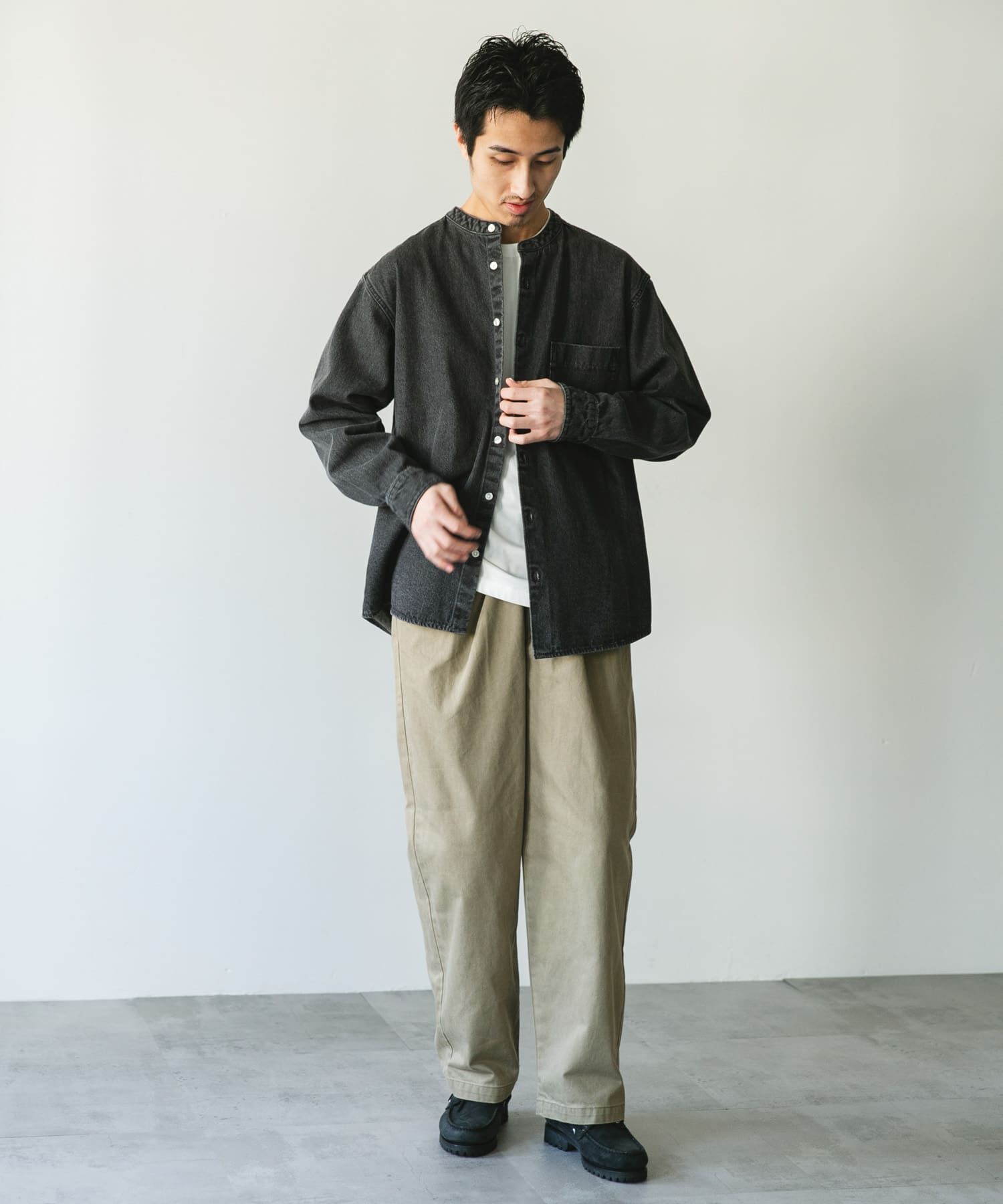 URBAN RESEARCH DOORS「デニムバンドカラーシャツ」|シャツ・ブラウス|