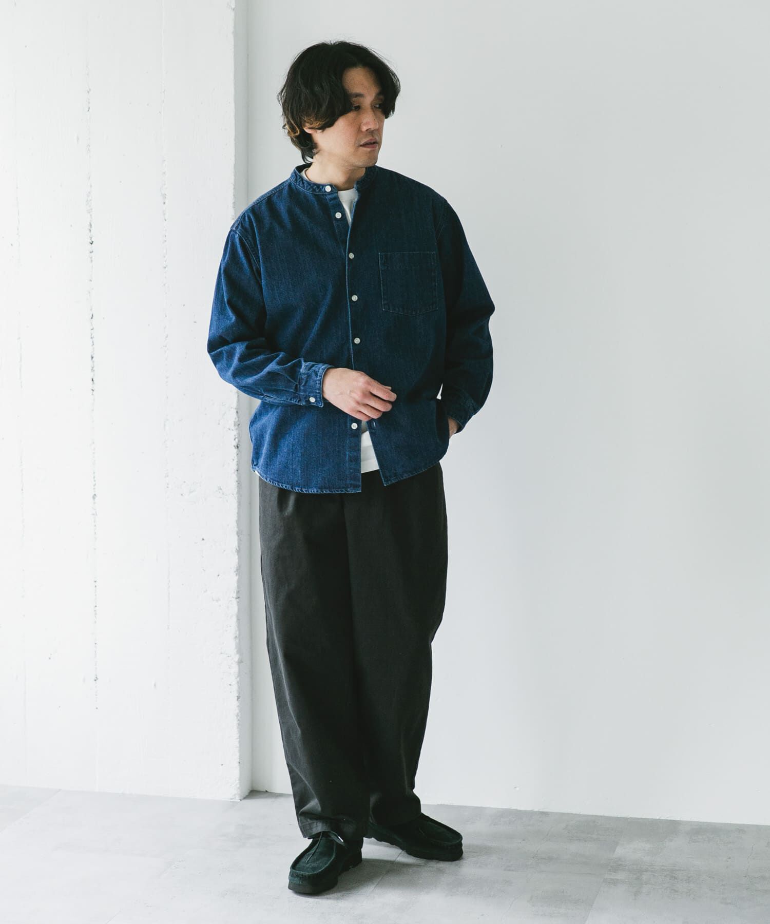 URBAN RESEARCH DOORS「デニムバンドカラーシャツ」|シャツ・ブラウス|