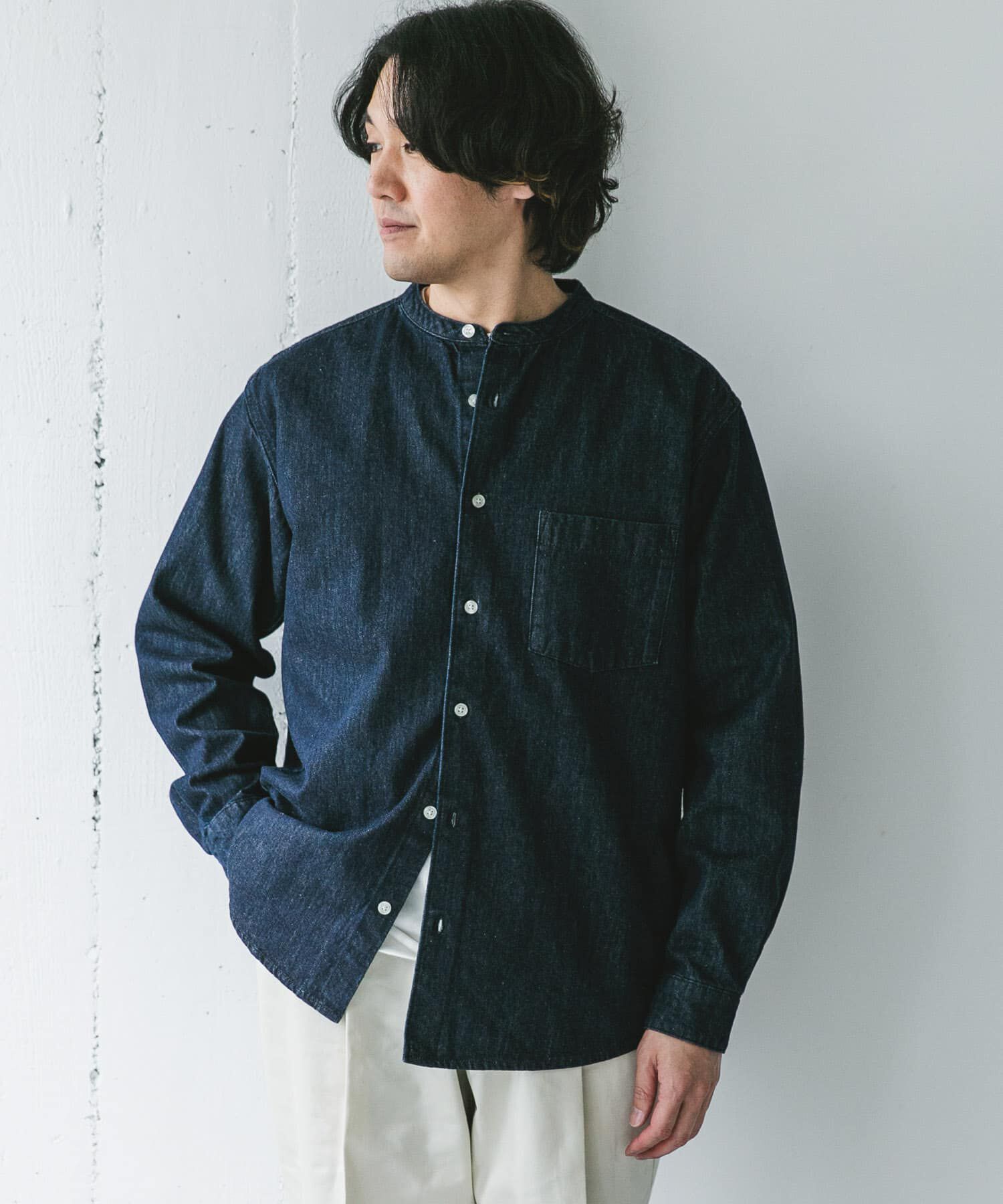 URBAN RESEARCH DOORS「デニムバンドカラーシャツ」|シャツ・ブラウス|