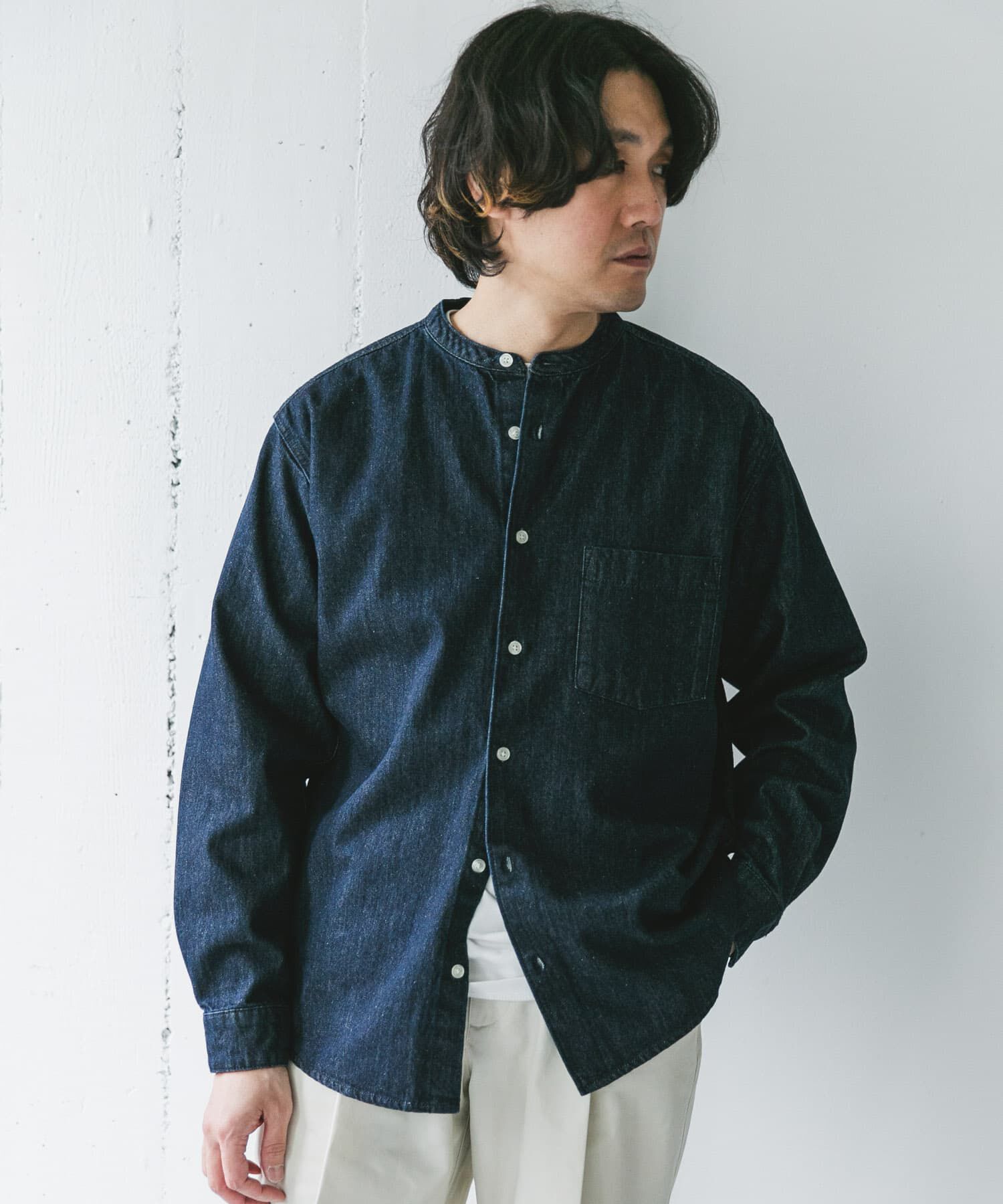 URBAN RESEARCH DOORS「デニムバンドカラーシャツ」|シャツ・ブラウス|