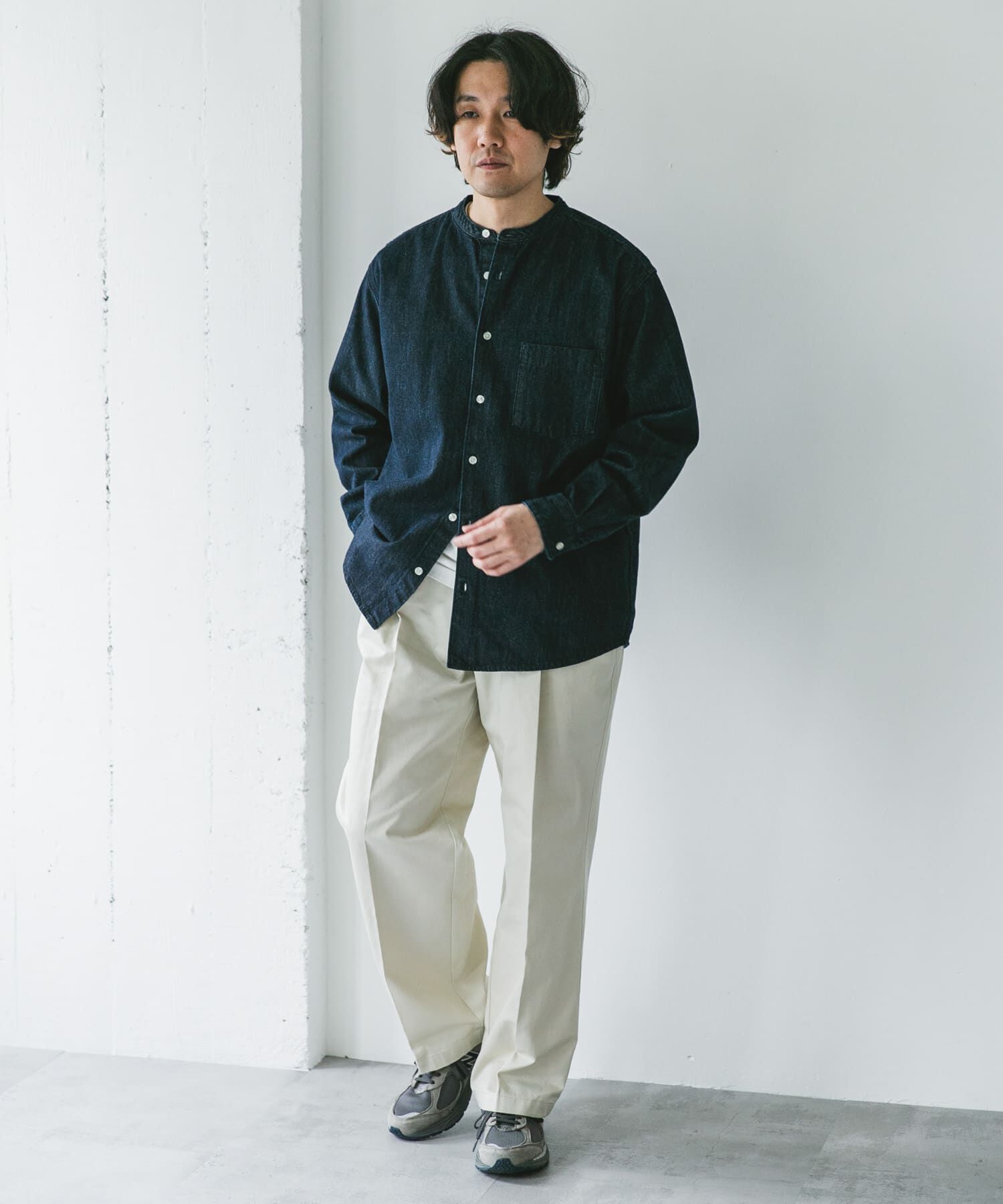 URBAN RESEARCH DOORS「デニムバンドカラーシャツ」|シャツ・ブラウス|