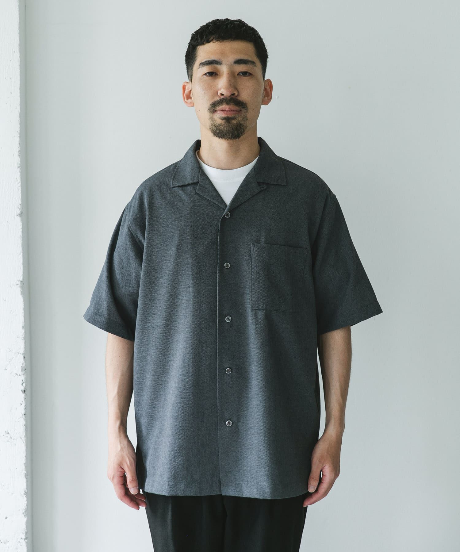 URBAN RESEARCH DOORS「マイクロサッカー オープンカラー ショートスリーブシャツ」|シャツ・ブラウス|