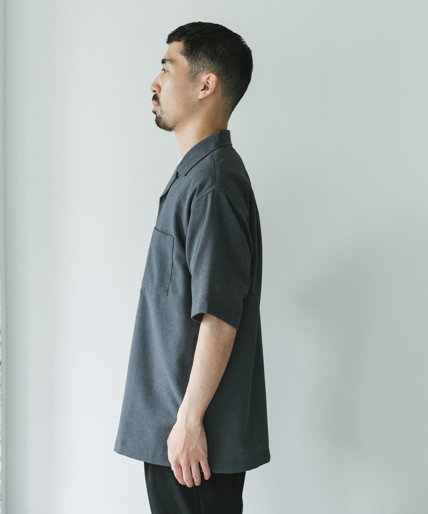 URBAN RESEARCH DOORS「マイクロサッカー オープンカラー ショートスリーブシャツ」|シャツ・ブラウス|