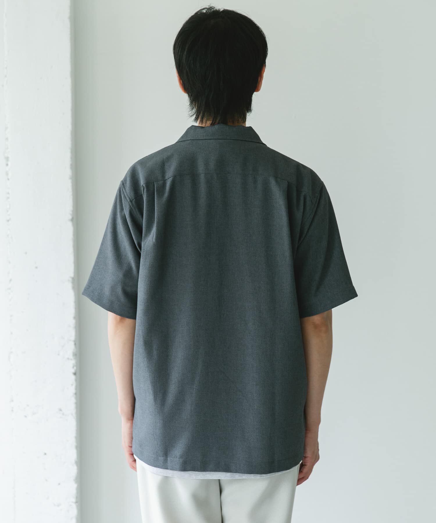 URBAN RESEARCH DOORS「マイクロサッカー オープンカラー ショートスリーブシャツ」|シャツ・ブラウス|