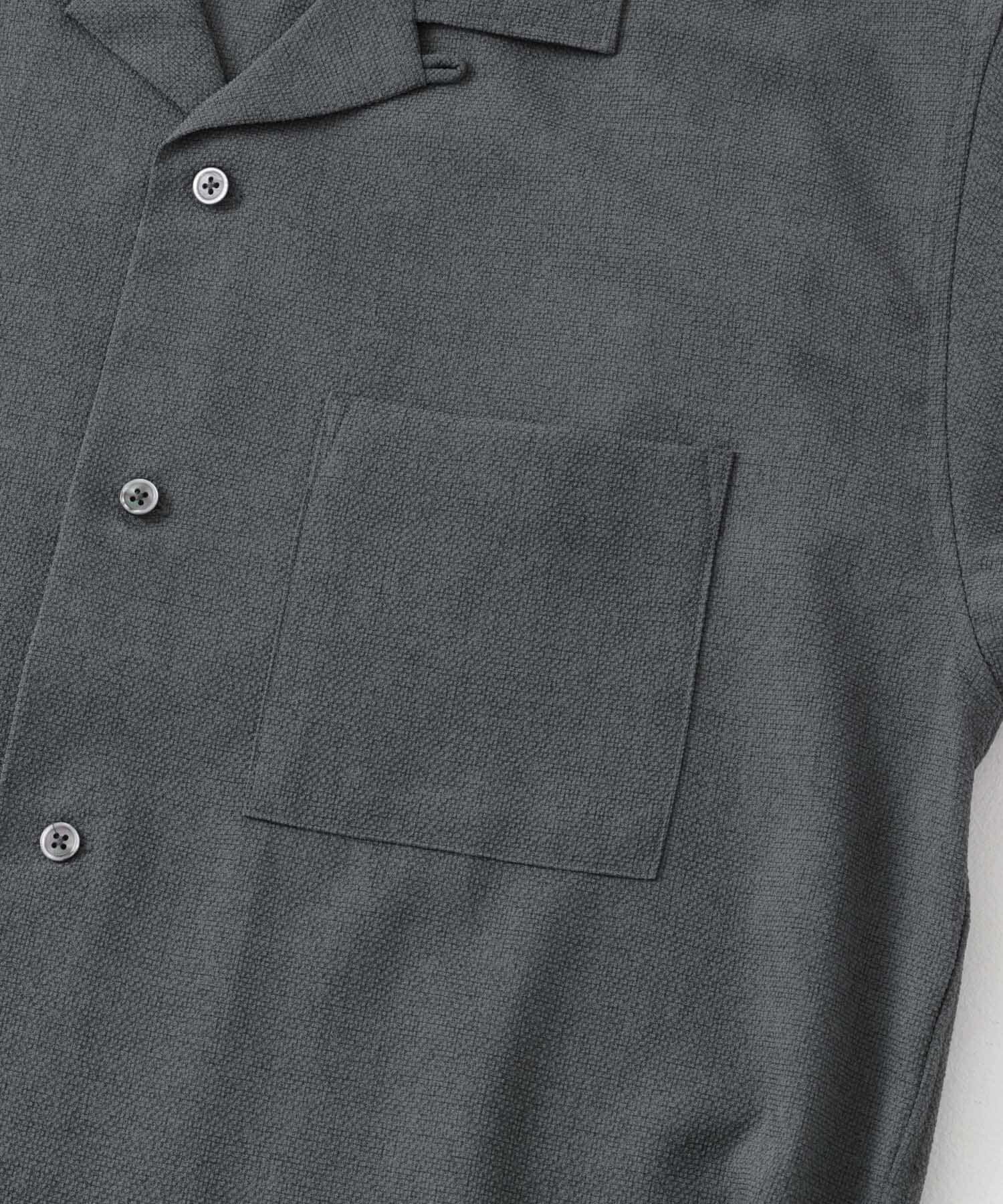 URBAN RESEARCH DOORS「マイクロサッカー オープンカラー ショートスリーブシャツ」|シャツ・ブラウス|