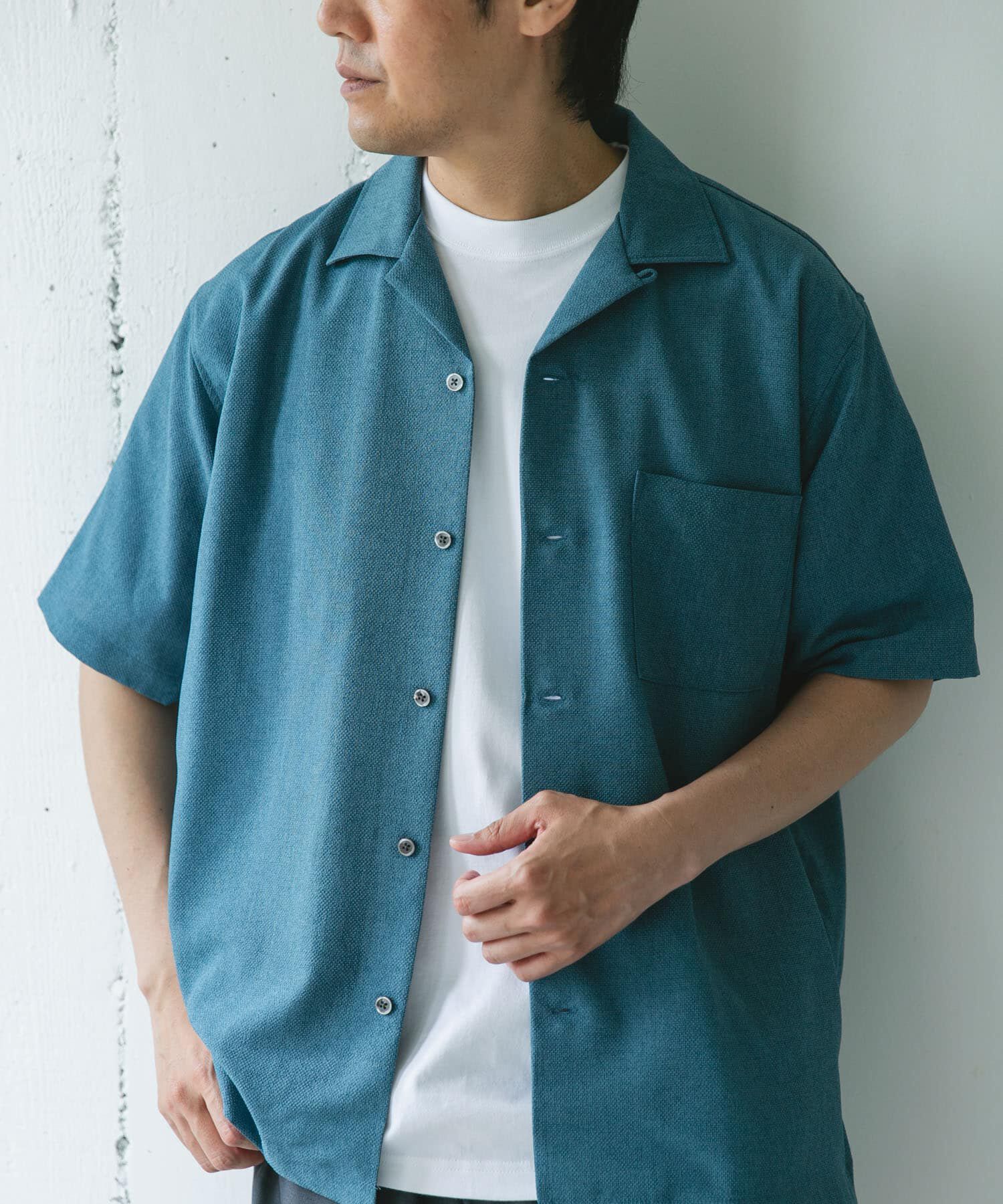 URBAN RESEARCH DOORS「マイクロサッカー オープンカラー ショートスリーブシャツ」|シャツ・ブラウス|