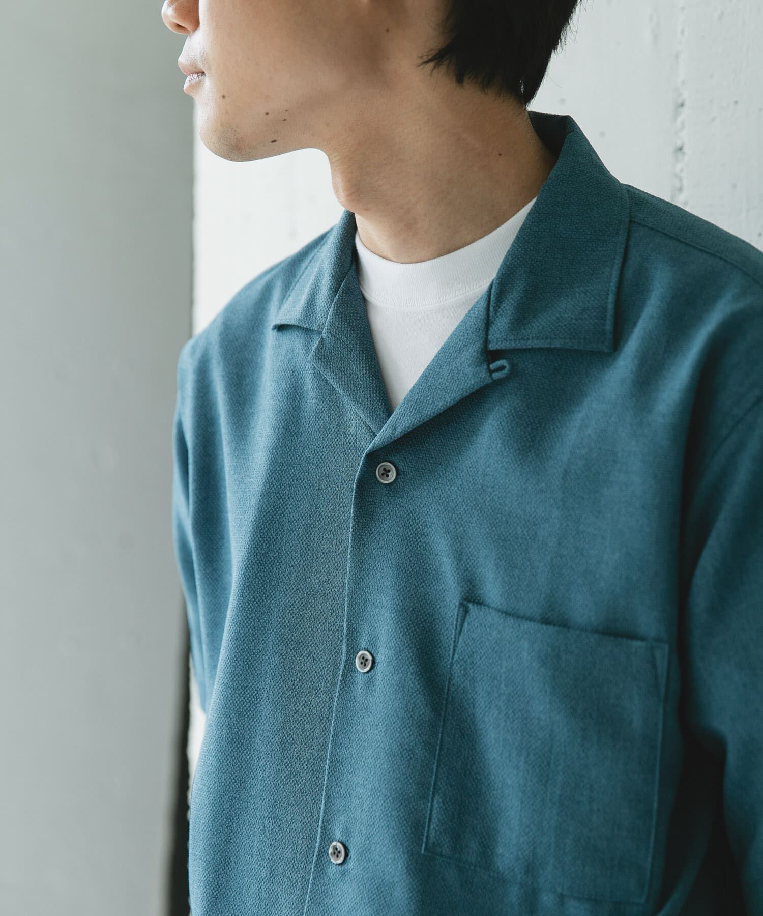 URBAN RESEARCH DOORS「マイクロサッカー オープンカラー ショートスリーブシャツ」|シャツ・ブラウス|