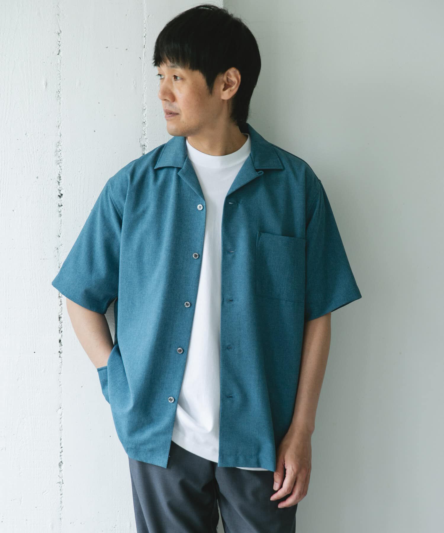 URBAN RESEARCH DOORS「マイクロサッカー オープンカラー ショートスリーブシャツ」|シャツ・ブラウス|