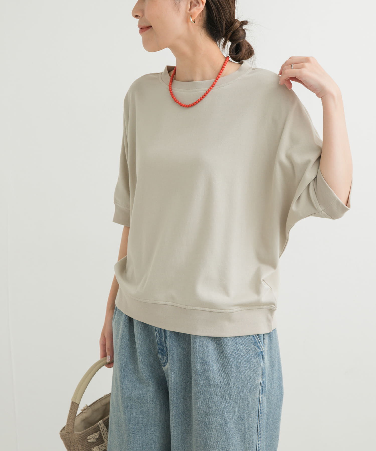 URBAN RESEARCH DOORS「『セットアップ対応』モダールコットンドルマン裏毛プルオーバー」|Tシャツ・カットソー|