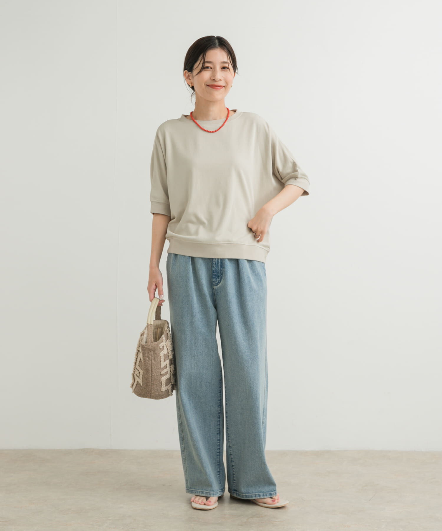 URBAN RESEARCH DOORS「『セットアップ対応』モダールコットンドルマン裏毛プルオーバー」|Tシャツ・カットソー|