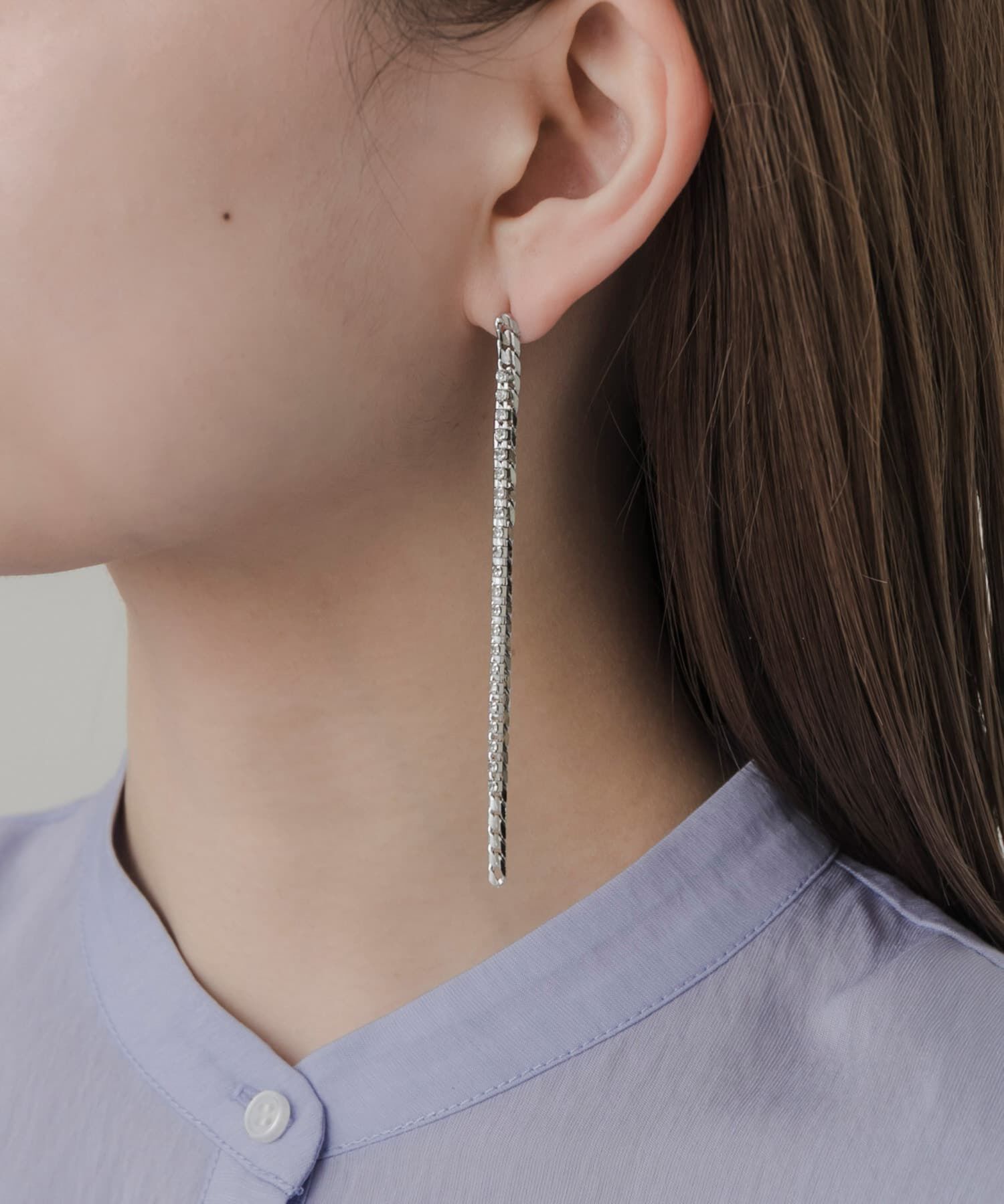 SMELLY「ビジューチェーンコンビピアス」|ピアス|シルバー系その他