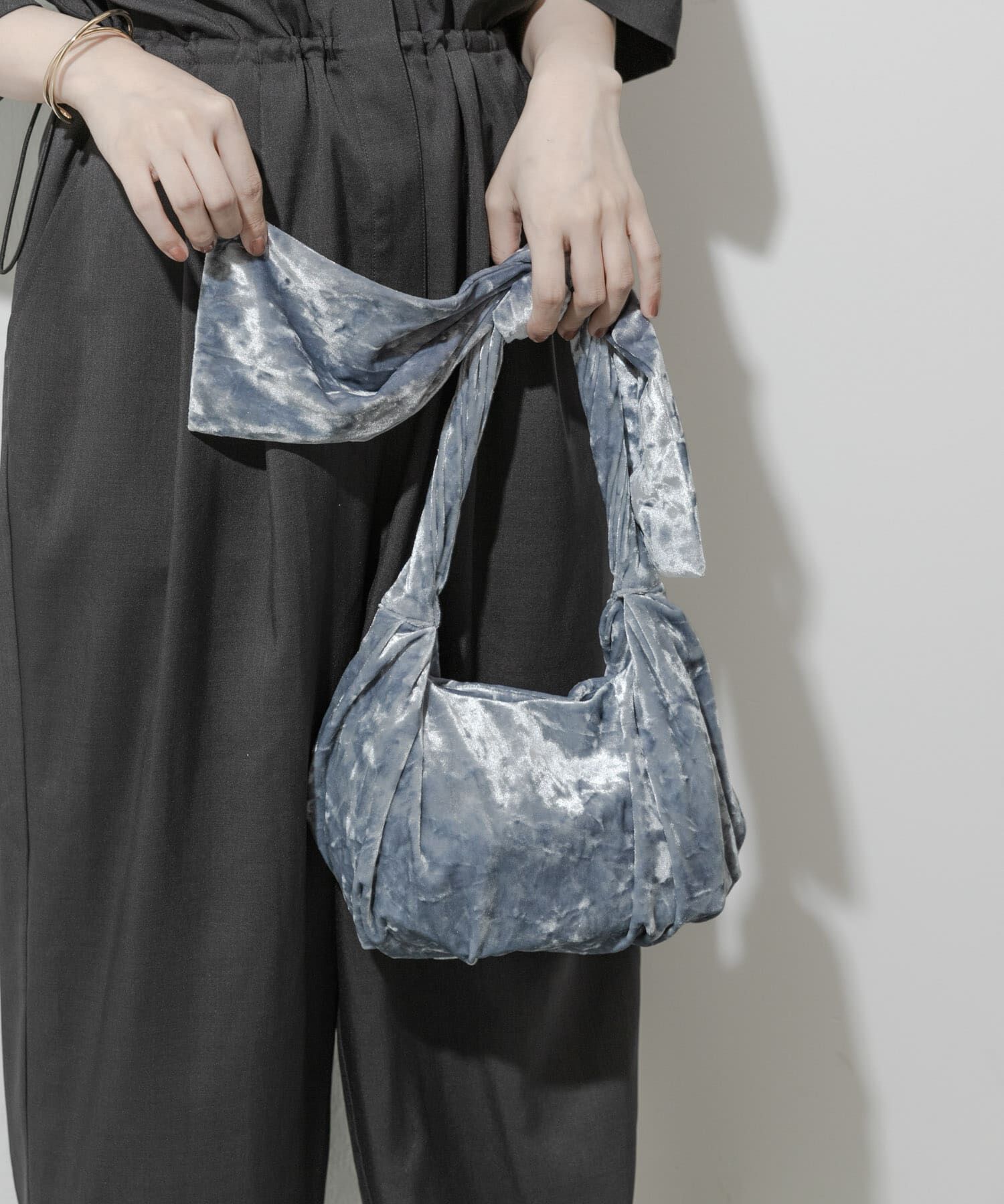 SMELLY「ベロアリボンバッグ」|ハンドバッグ|