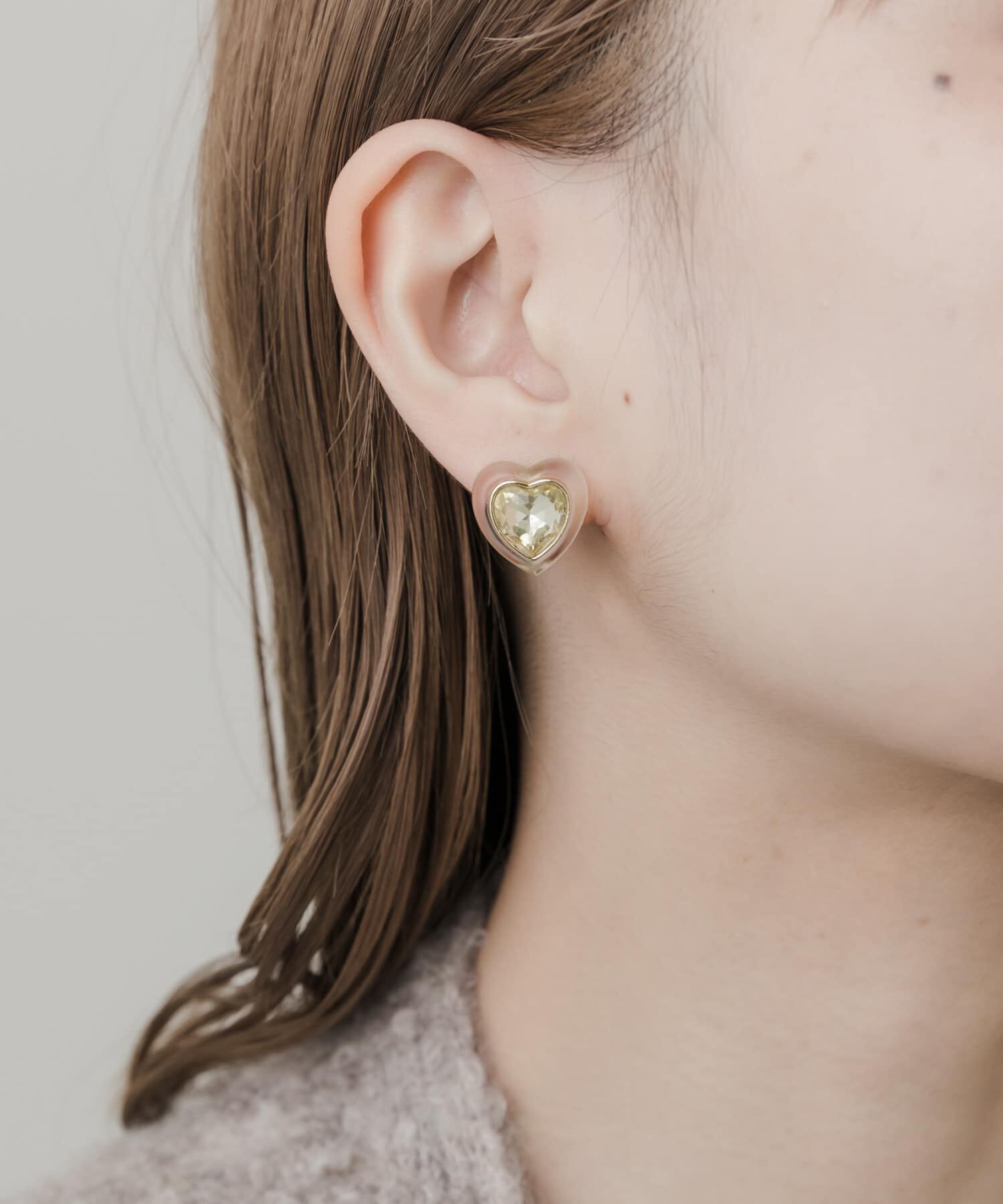 SMELLY「ビジューマットクリアハートイヤリング」|イヤリング|
