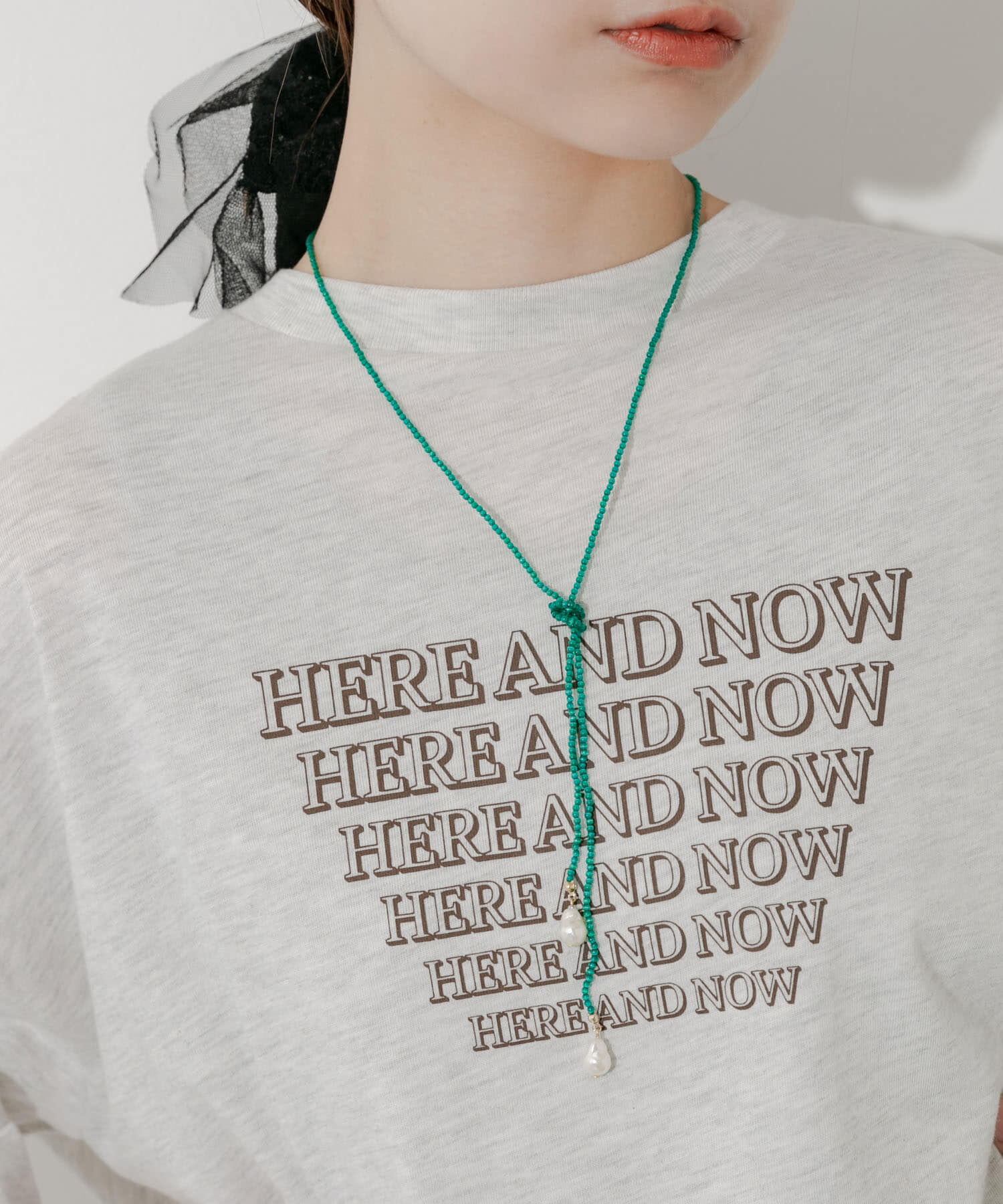 SMELLY「カラービーズパールトップネックレス」|ネックレス|グリーン系その他