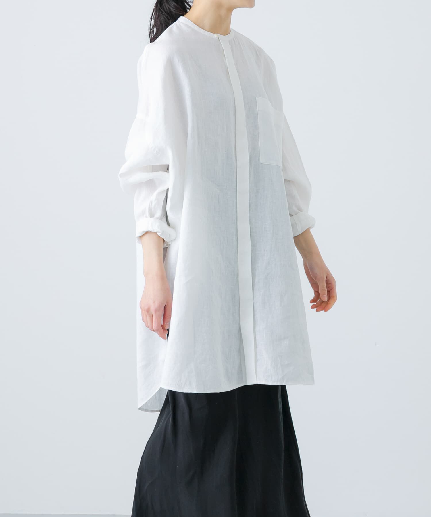 かぐれ「リネンチュニックシャツ」|シャツ・ブラウス|
