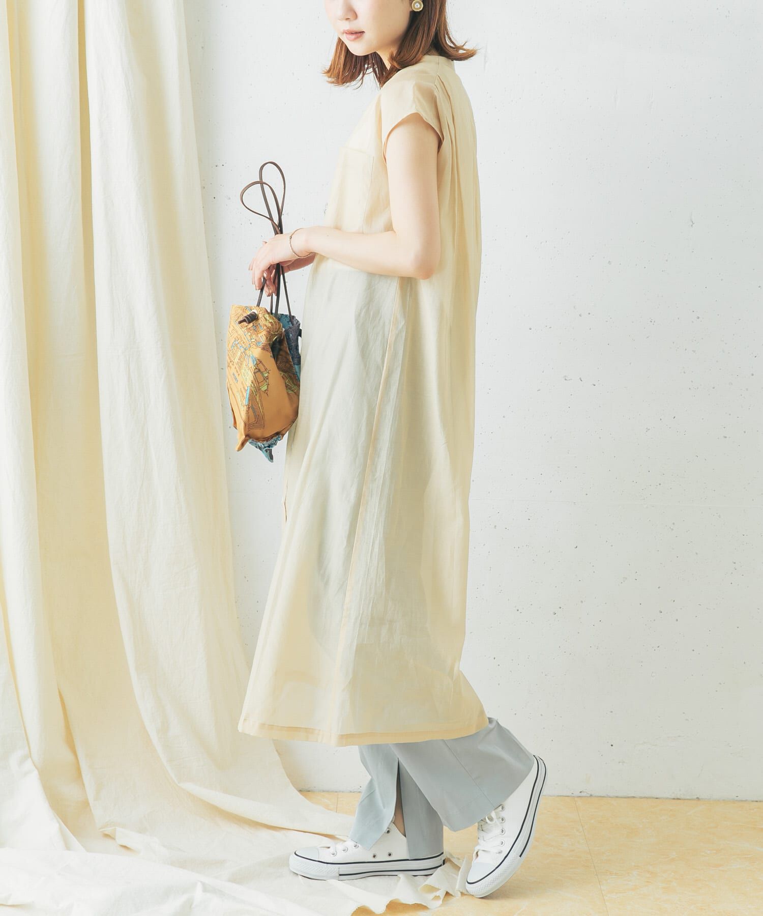 URBAN RESEARCH ROSSO「コットンシルクフレンチガウンワンピース」|ワンピース|