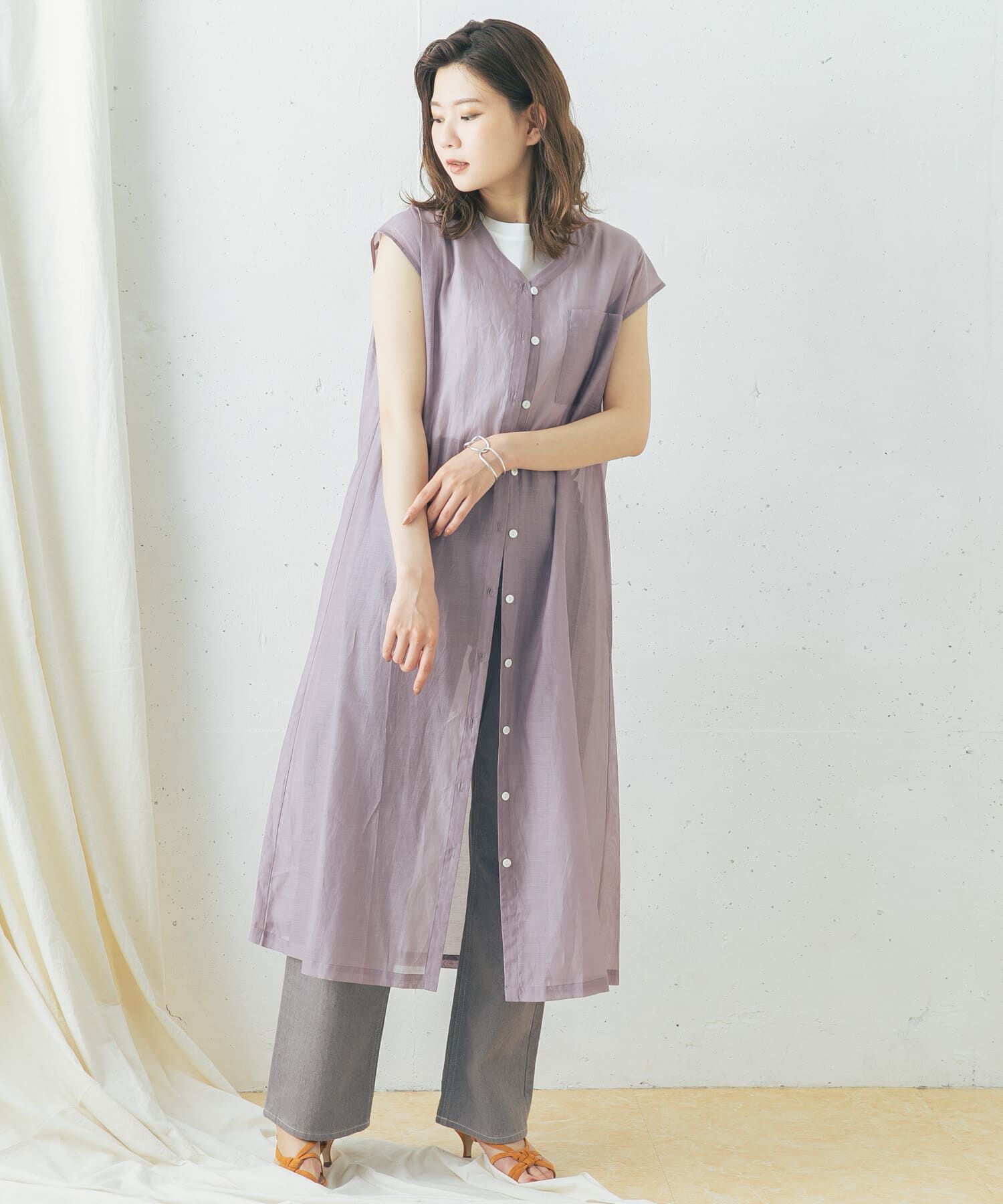 URBAN RESEARCH ROSSO「コットンシルクフレンチガウンワンピース」|ワンピース|