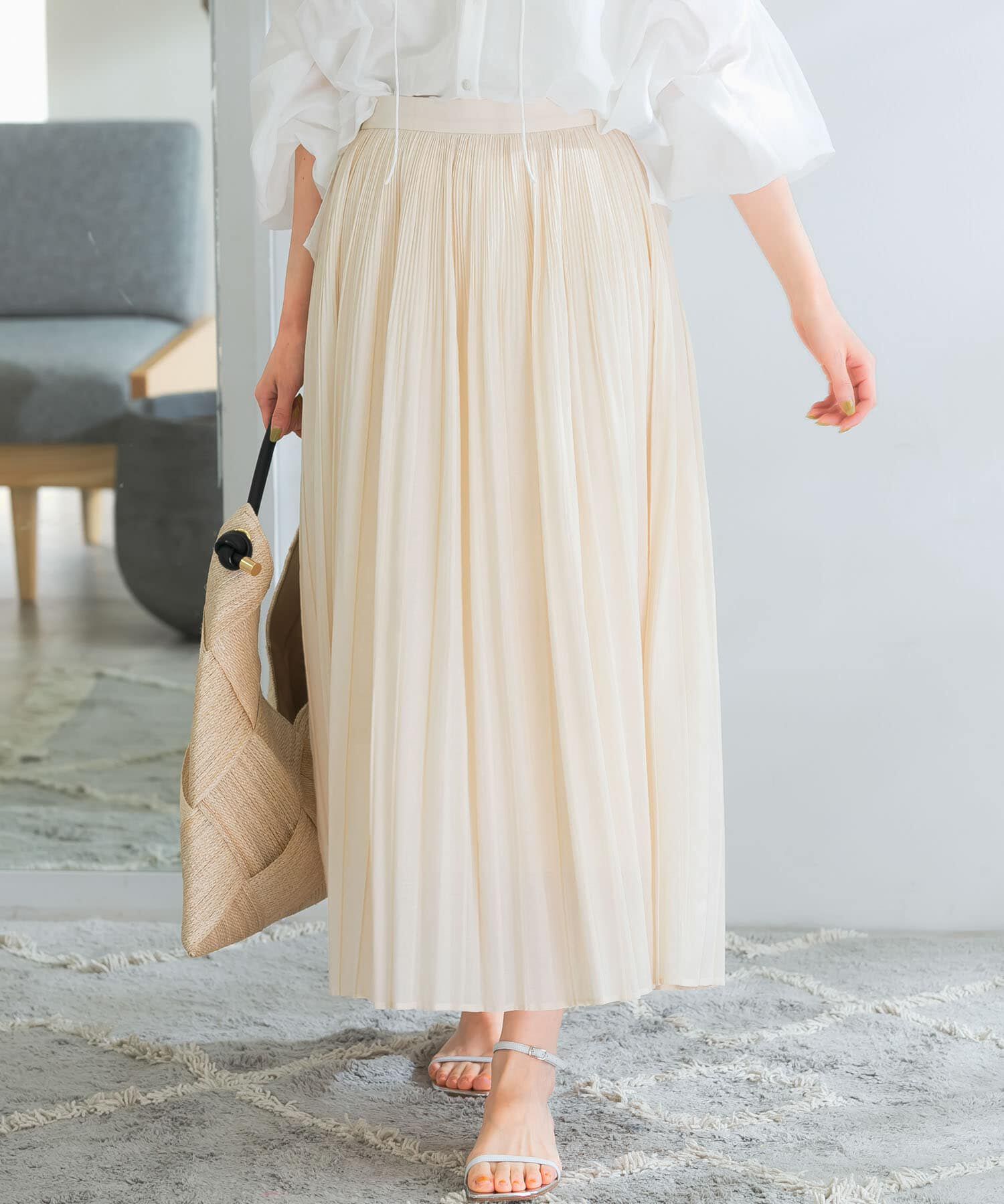 URBAN RESEARCH ROSSO「ランダムプリーツスカート」|スカート|オフホワイト