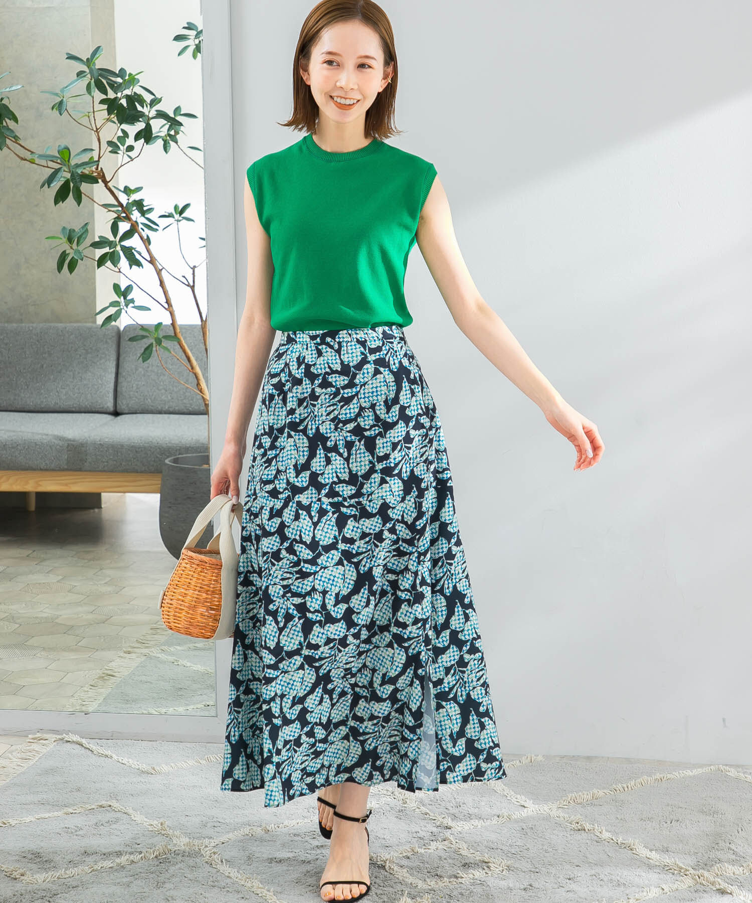 URBAN RESEARCH ROSSO「ミックスリーフプリントスカート」|スカート|