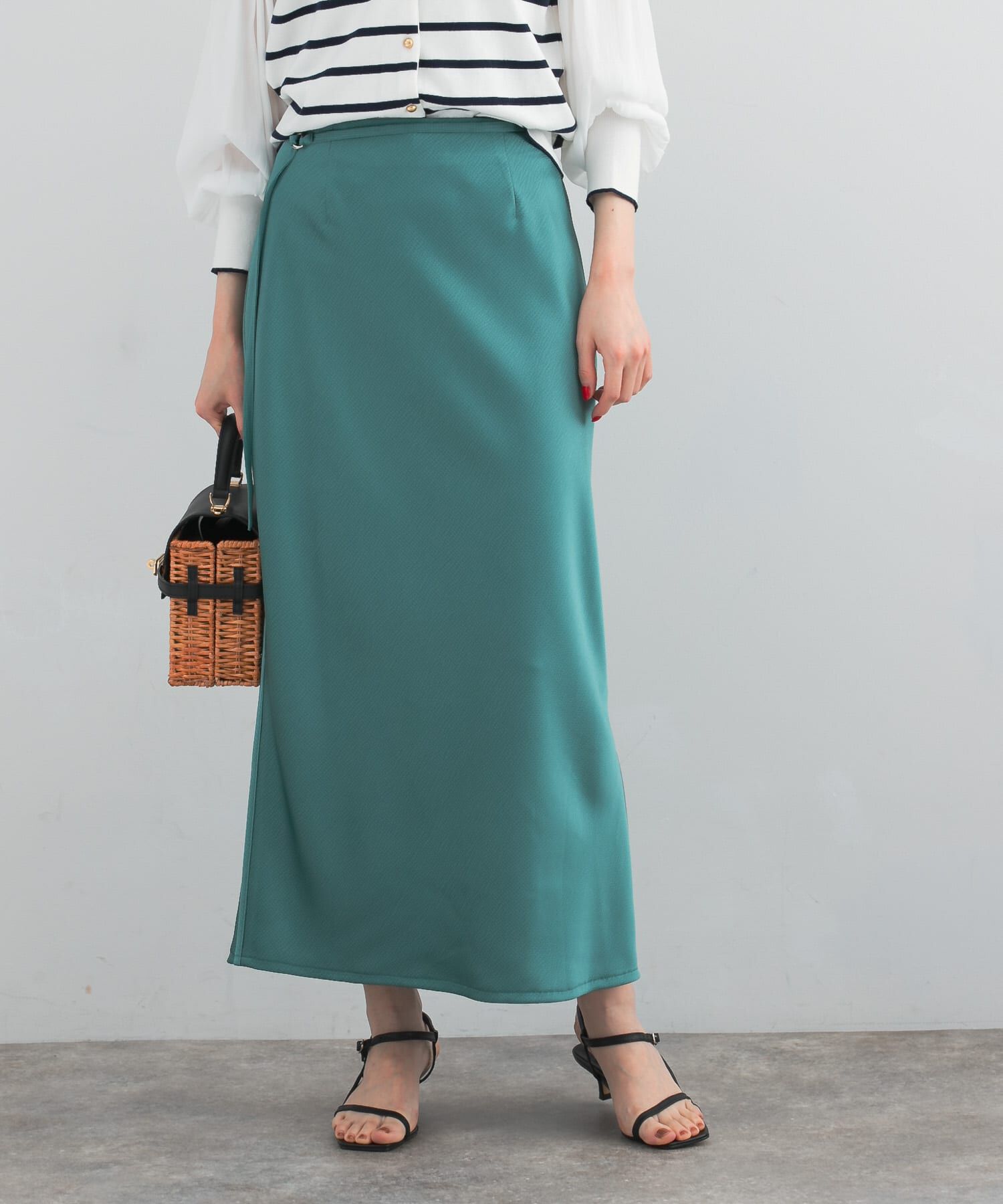 URBAN RESEARCH ROSSO「リップルサテンスカート」|スカート|グリーン