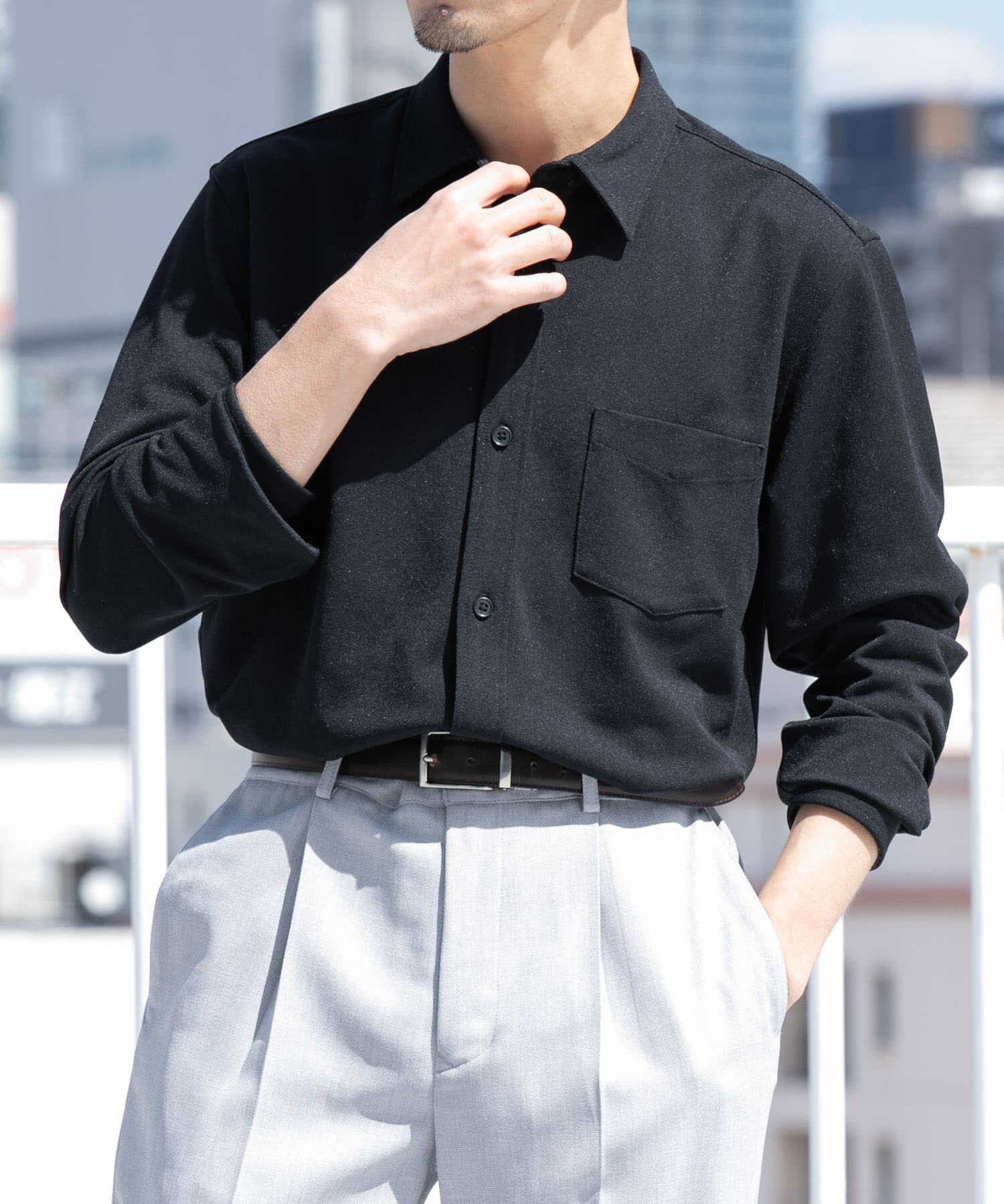 URBAN RESEARCH ROSSO「『WEB限定』『ｾｯﾄｱｯﾌﾟ対応/XLｻｲｽﾞあり』ｺﾝﾌｫｰﾀﾌﾞﾙﾄ 」|シャツ・ブラウス|ブラック