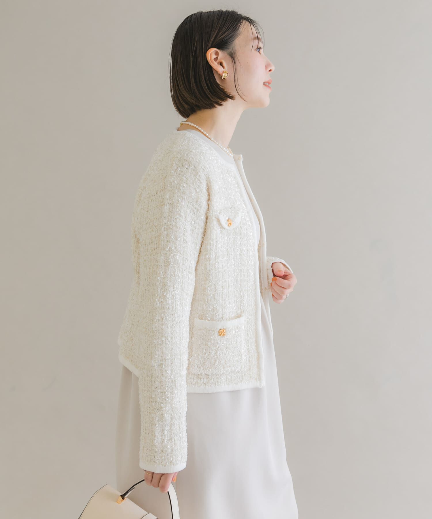 URBAN RESEARCH ROSSO「F by ROSSO　ツイードニットカーディガン」|カーディガン|