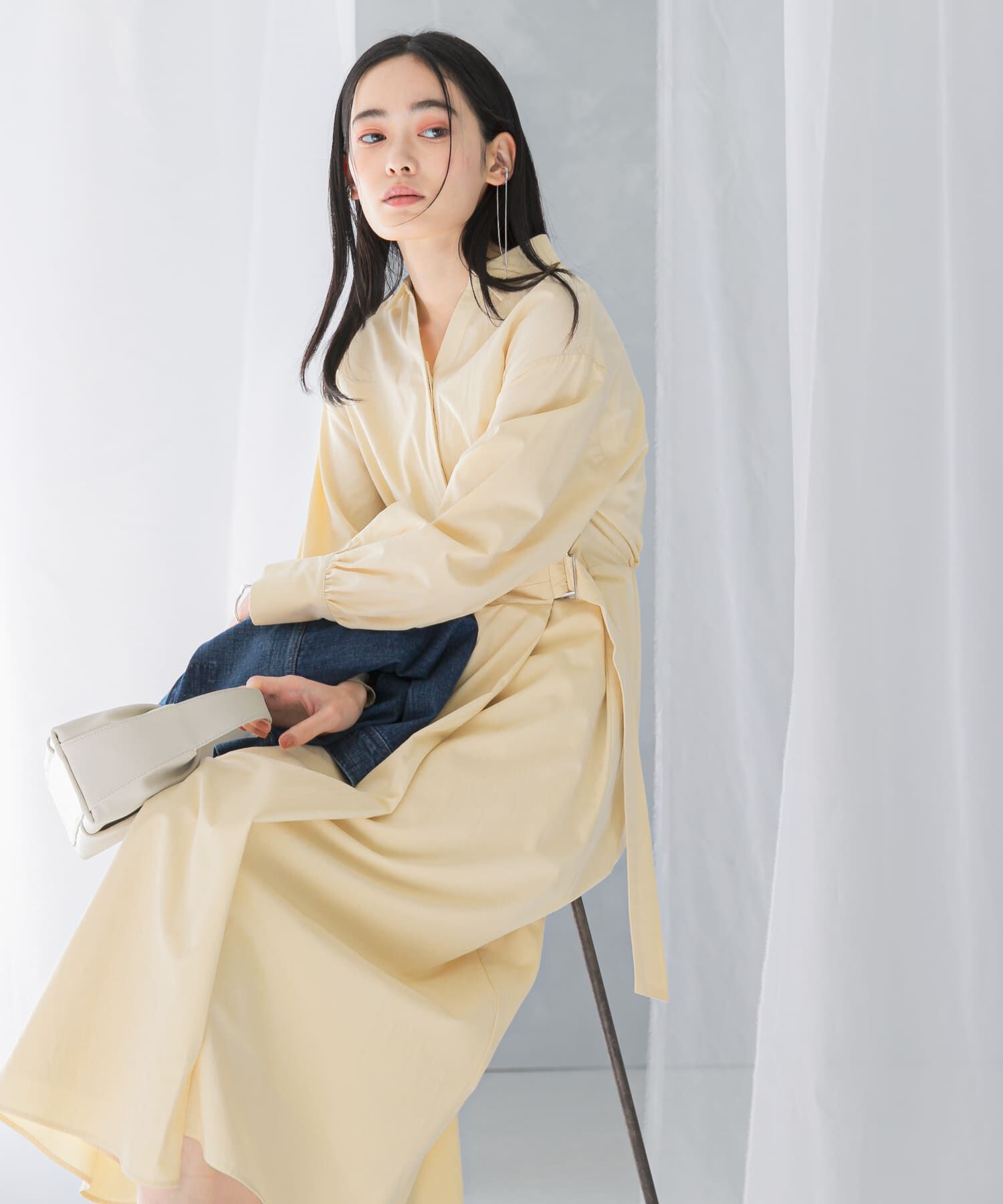 URBAN RESEARCH ROSSO「ラップデザインスキッパーワンピース」|ワンピース|イエロー系その他