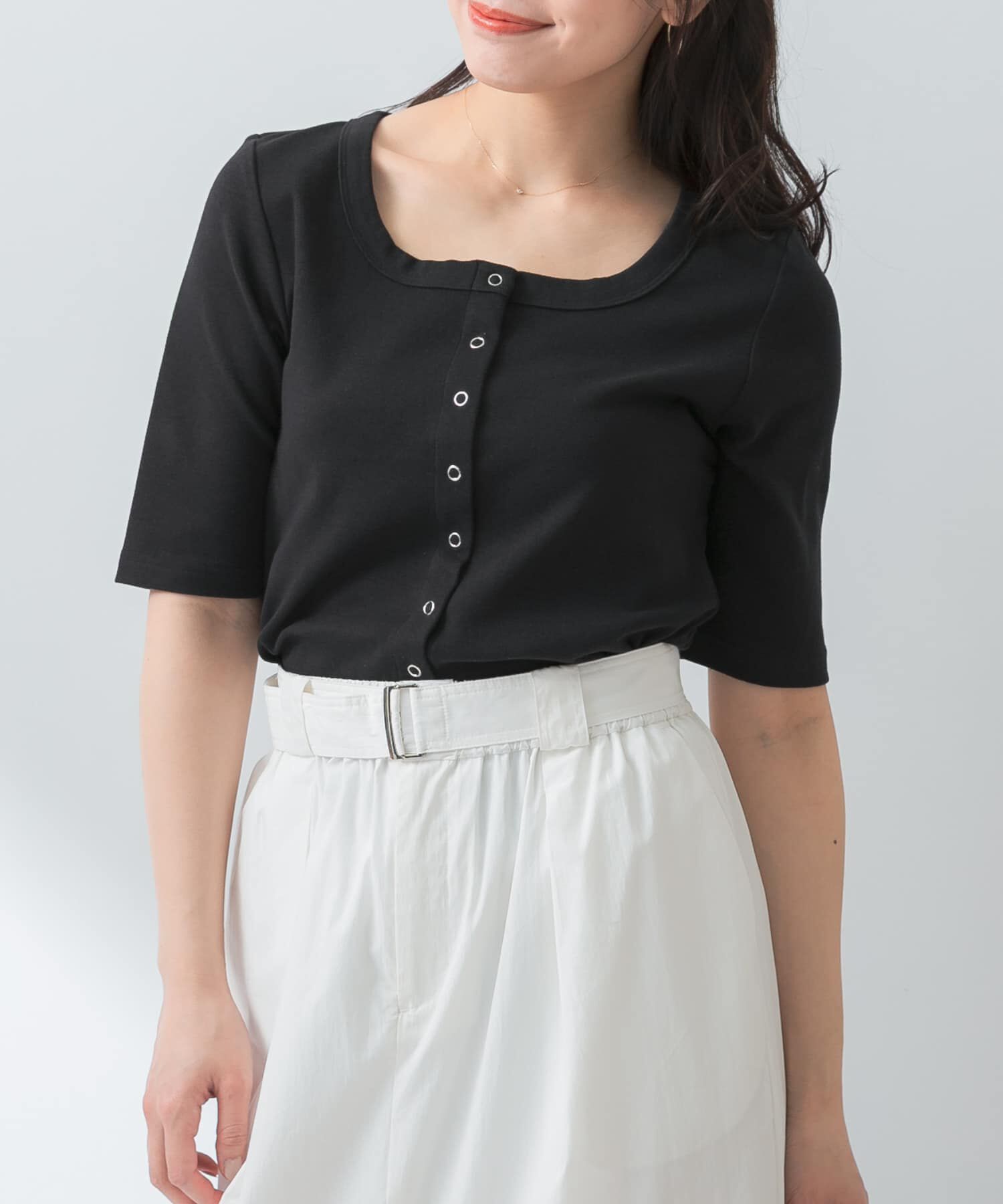 URBAN RESEARCH ROSSO「『UR TECH ひやｻﾗｸｰﾙ』F by ROSSO ｽｸｴｱﾈｯｸﾊｰﾌｽﾘｰﾌﾞﾌﾟﾙ」|Tシャツ・カットソー|