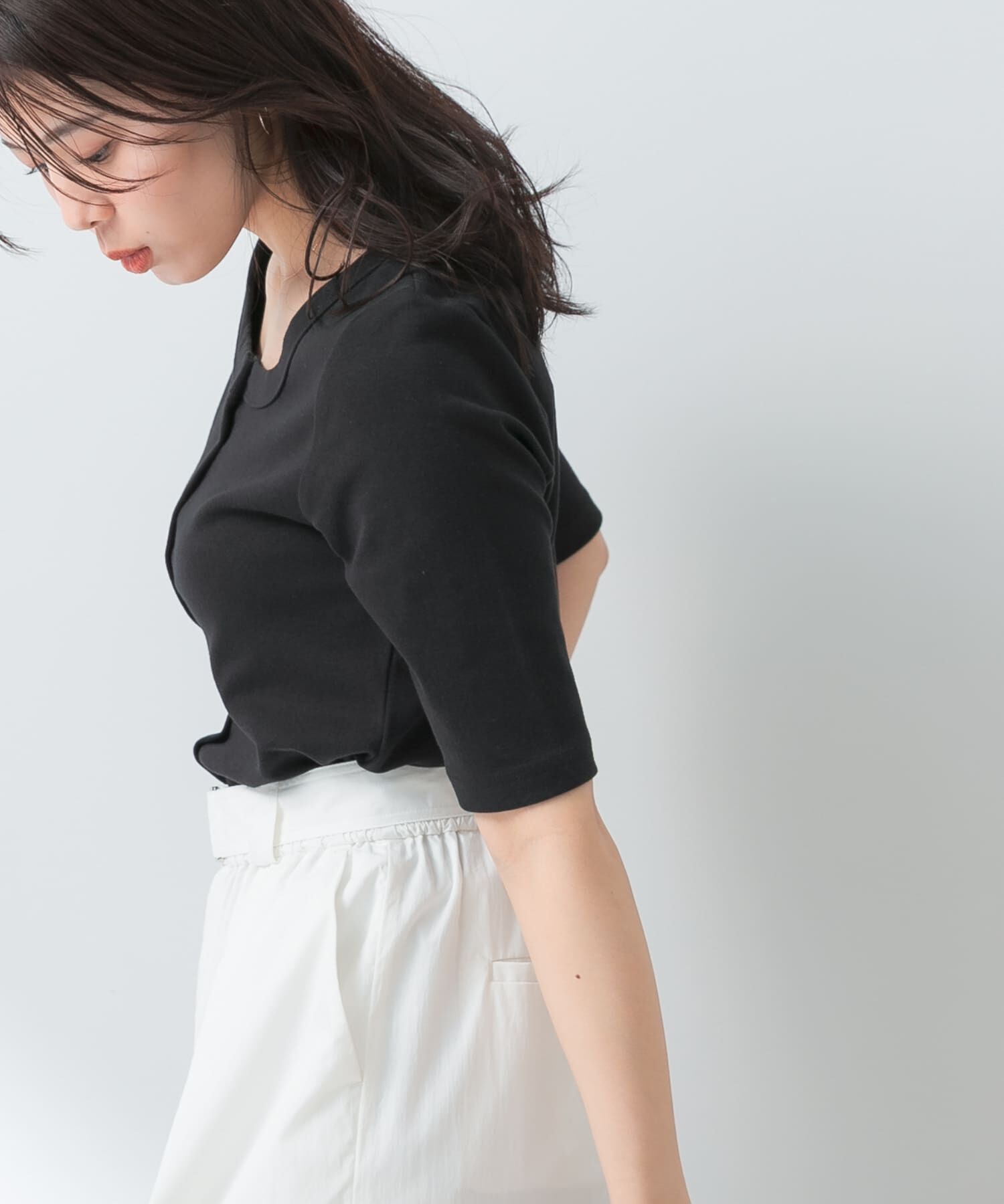 URBAN RESEARCH ROSSO「『UR TECH ひやｻﾗｸｰﾙ』F by ROSSO ｽｸｴｱﾈｯｸﾊｰﾌｽﾘｰﾌﾞﾌﾟﾙ」|Tシャツ・カットソー|