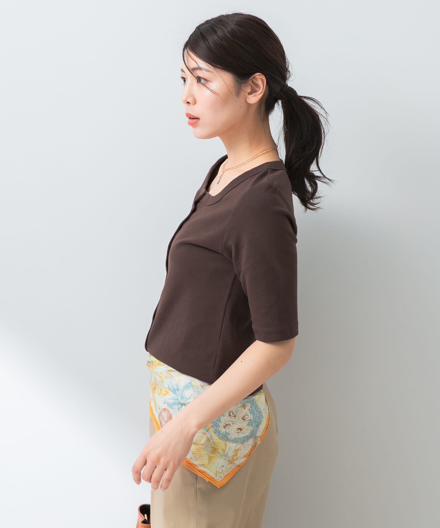 URBAN RESEARCH ROSSO「『UR TECH ひやｻﾗｸｰﾙ』F by ROSSO ｽｸｴｱﾈｯｸﾊｰﾌｽﾘｰﾌﾞﾌﾟﾙ」|Tシャツ・カットソー|