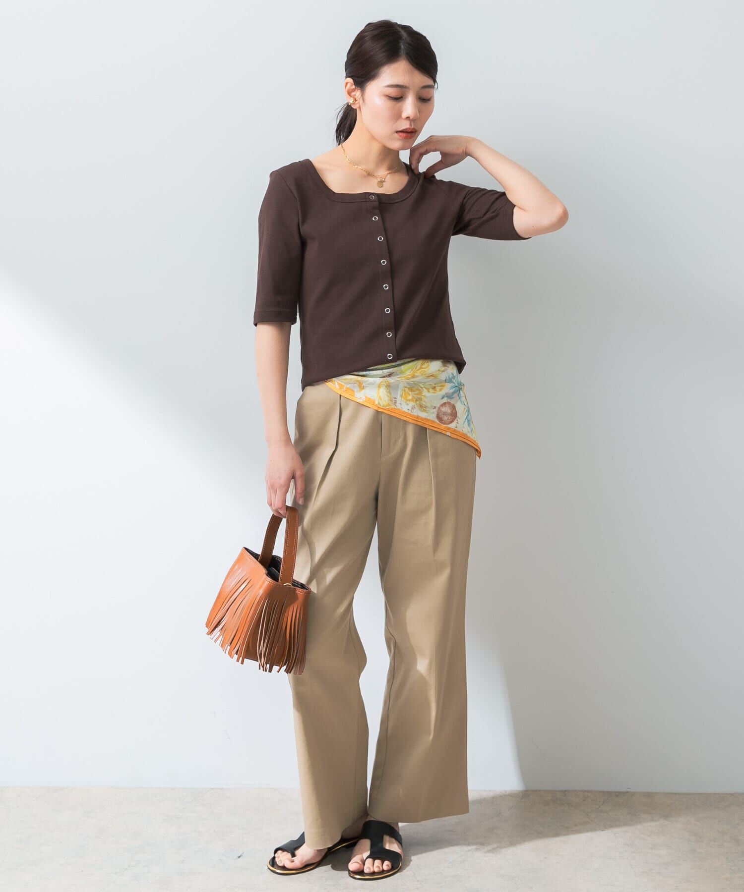 URBAN RESEARCH ROSSO「『UR TECH ひやｻﾗｸｰﾙ』F by ROSSO ｽｸｴｱﾈｯｸﾊｰﾌｽﾘｰﾌﾞﾌﾟﾙ」|Tシャツ・カットソー|