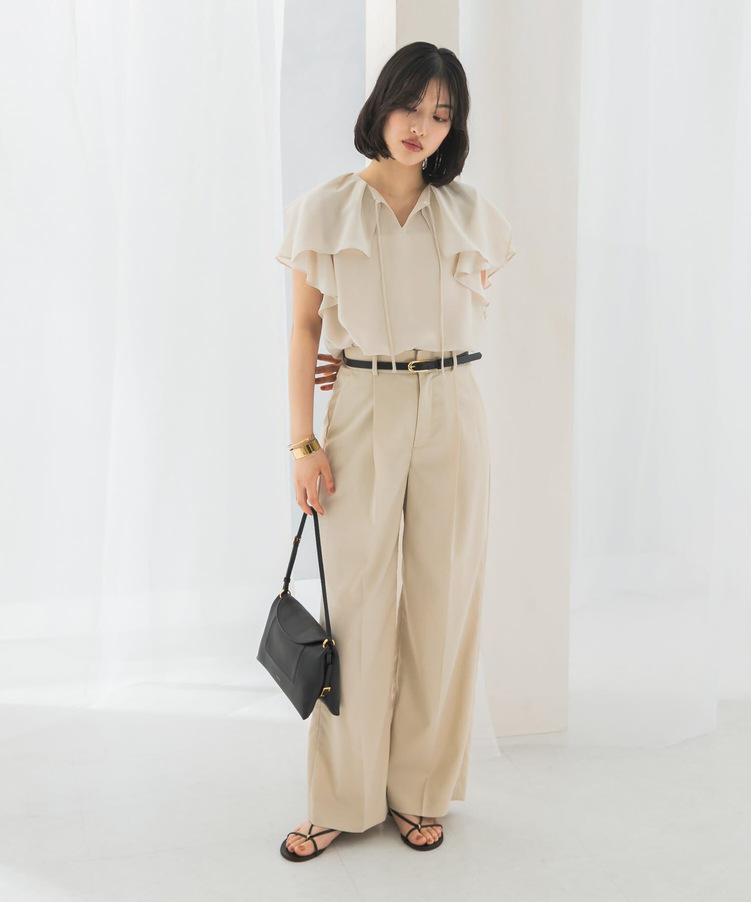 URBAN RESEARCH ROSSO「イージーケアフリルブラウス」|シャツ・ブラウス|