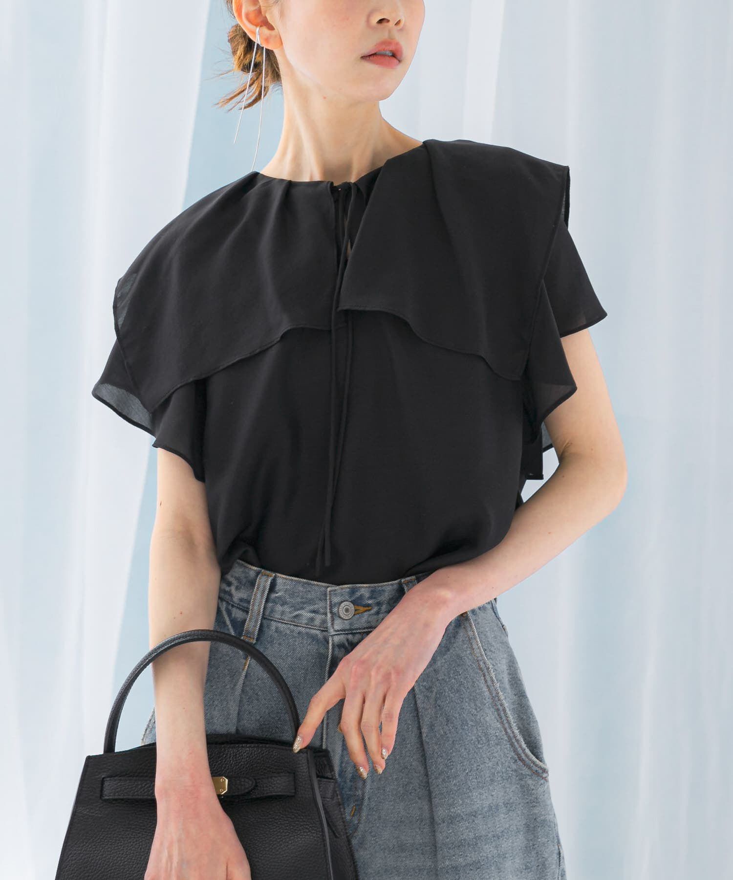 URBAN RESEARCH ROSSO「イージーケアフリルブラウス」|シャツ・ブラウス|