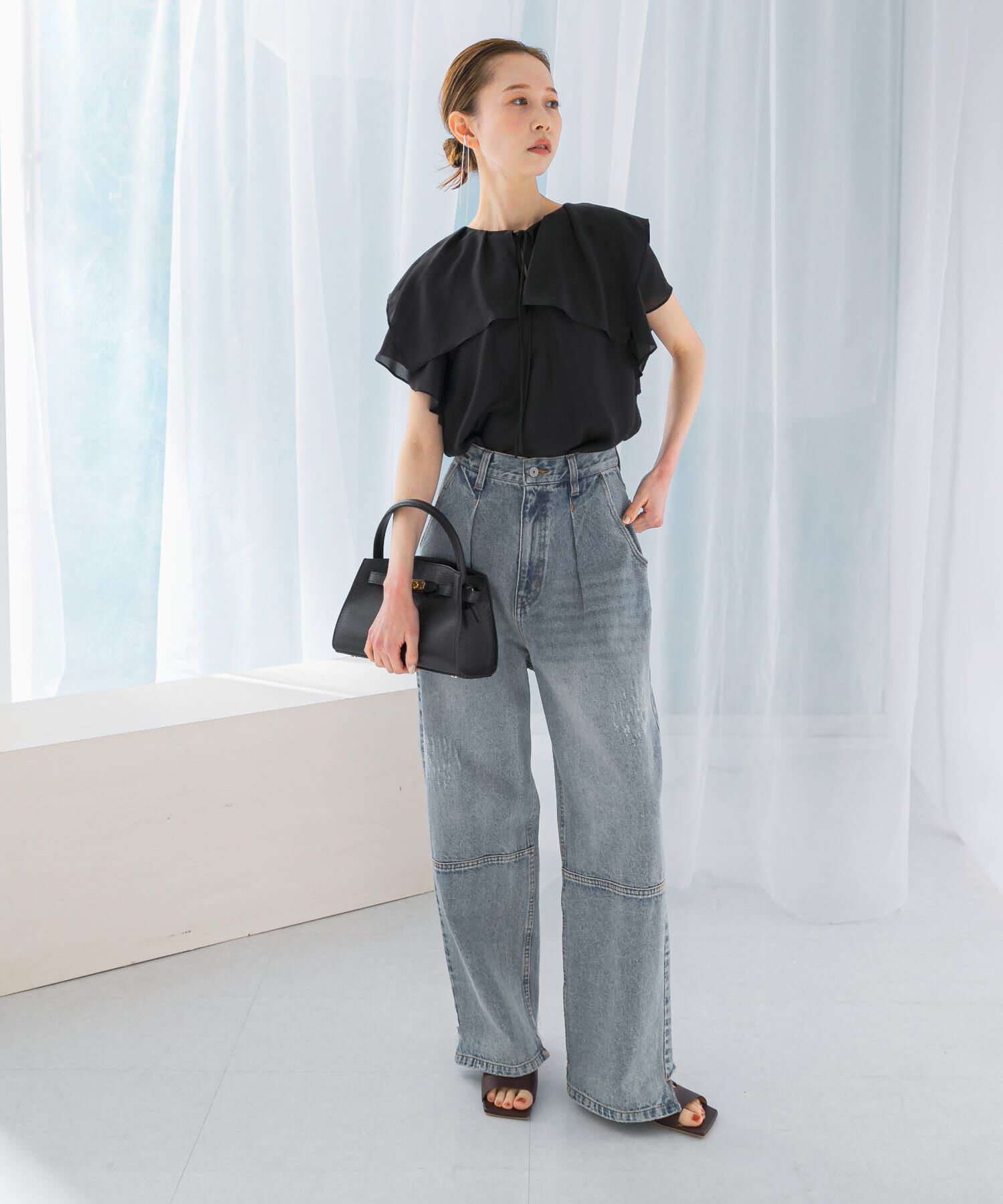 URBAN RESEARCH ROSSO「イージーケアフリルブラウス」|シャツ・ブラウス|