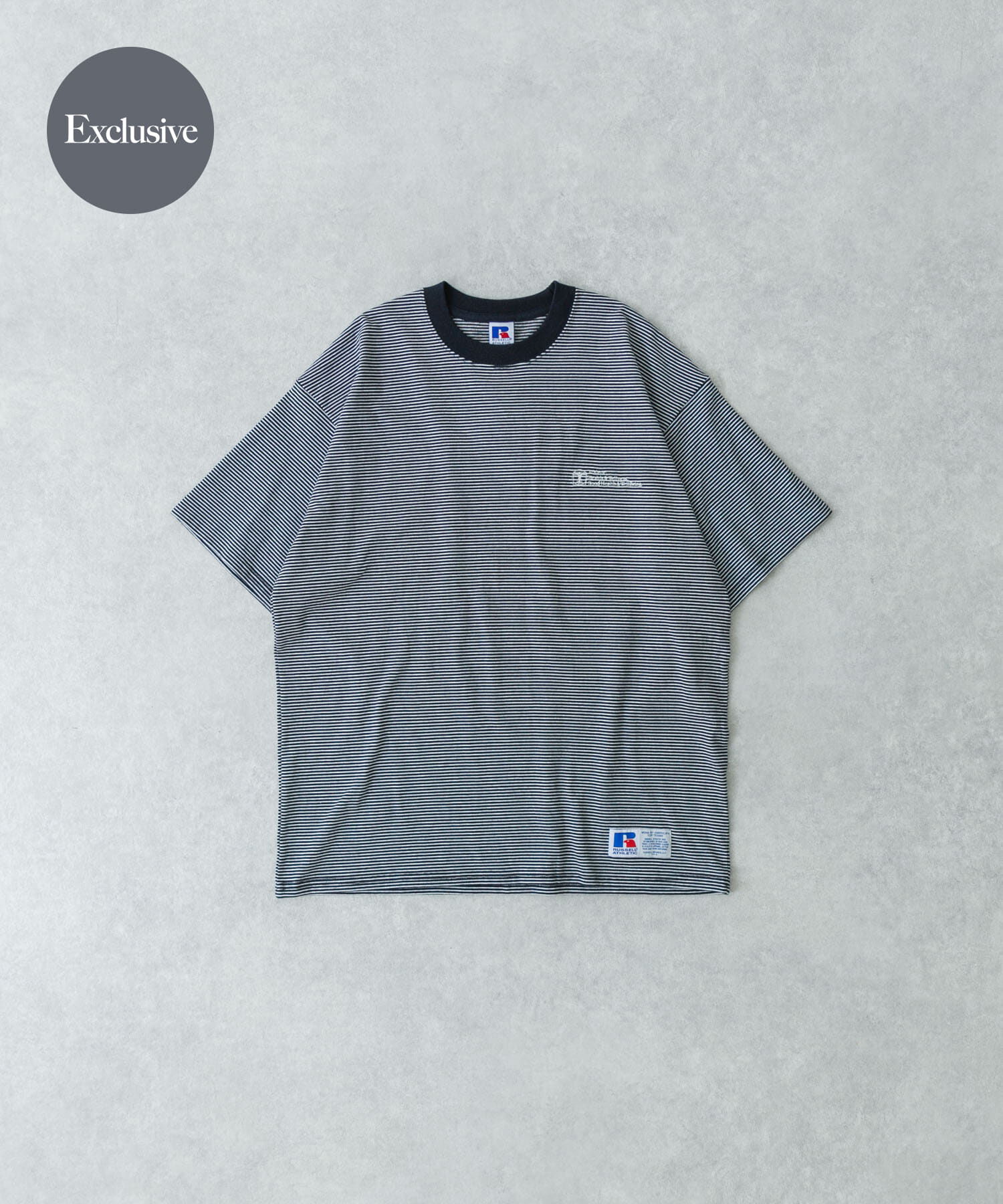 URBAN RESEARCH「『別注』RUSSELL ATHLETIC&times;UR　BORDER SHORT-SLEEVE TEE」|Tシャツ・カットソー|ネイビー