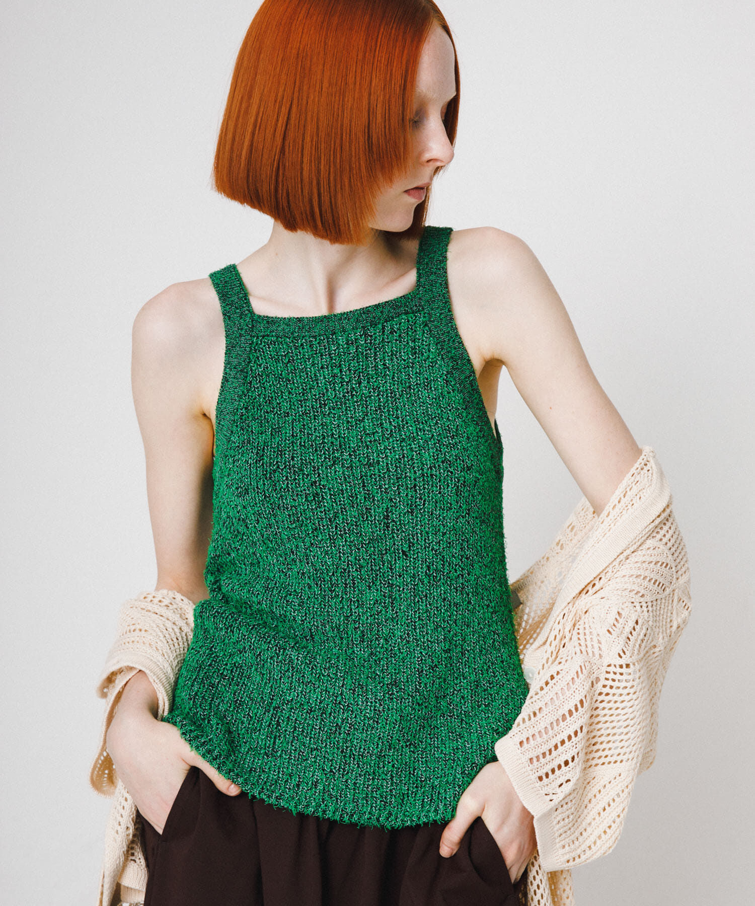 LAATO「mosa knit camisole」|キャミソール|グリーン