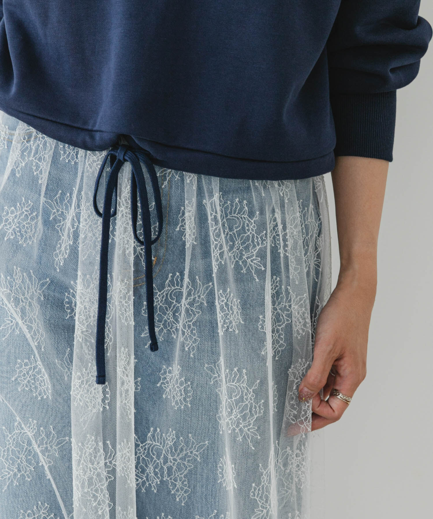 URBAN RESEARCH ROSSO「F by ROSSO　チュールレースレイヤードスカート」|スカート|