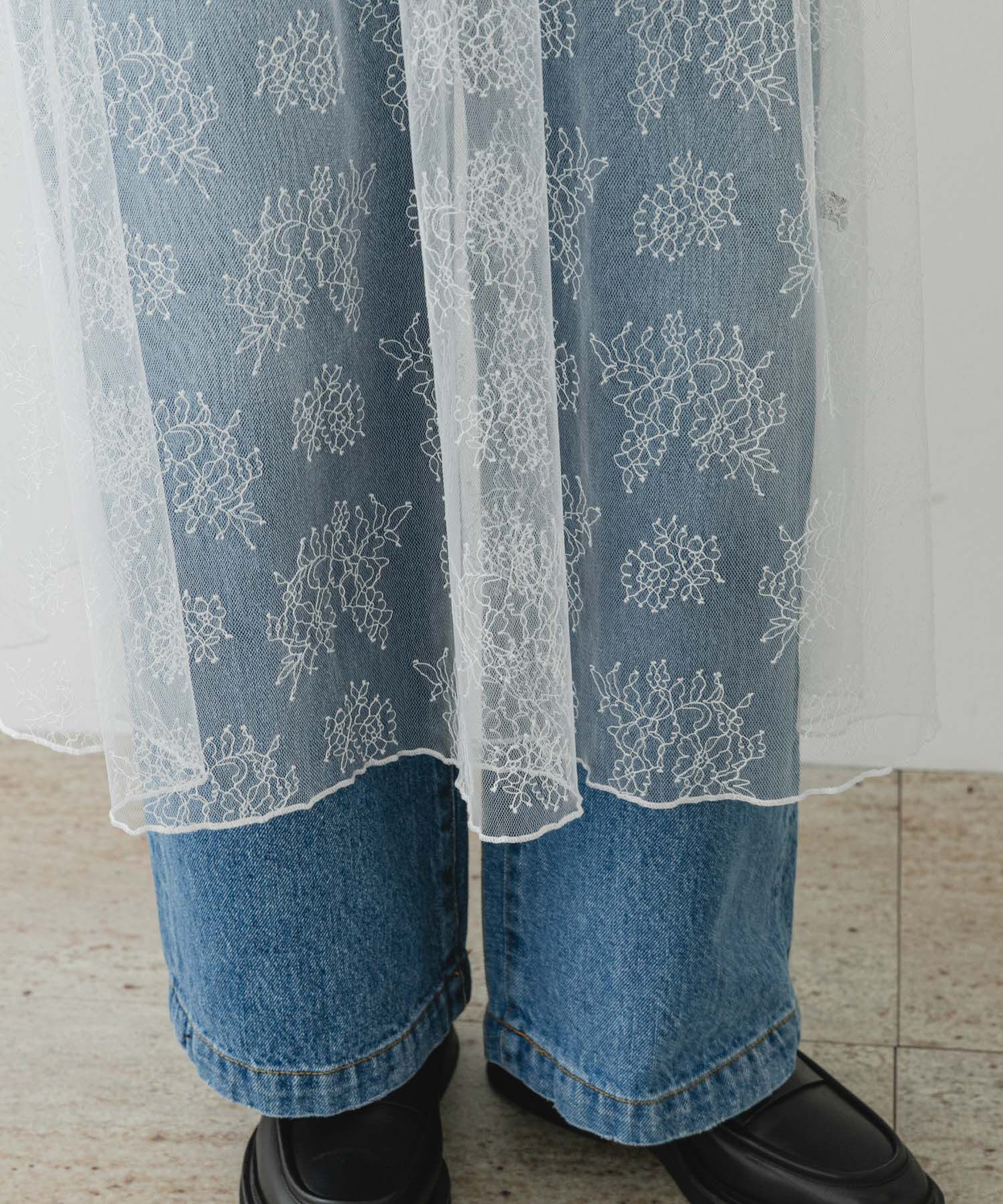 URBAN RESEARCH ROSSO「F by ROSSO　チュールレースレイヤードスカート」|スカート|