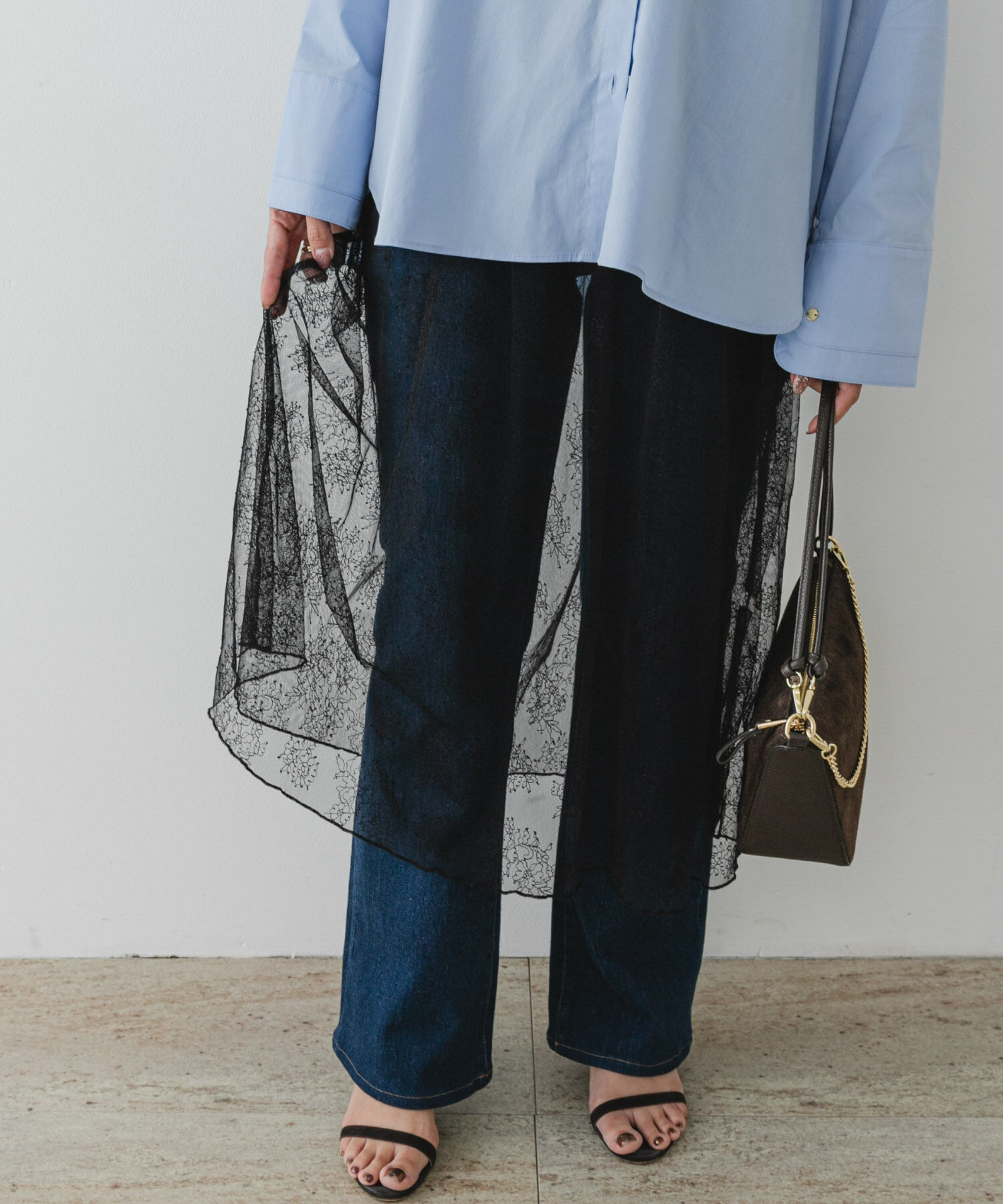 URBAN RESEARCH ROSSO「F by ROSSO　チュールレースレイヤードスカート」|スカート|