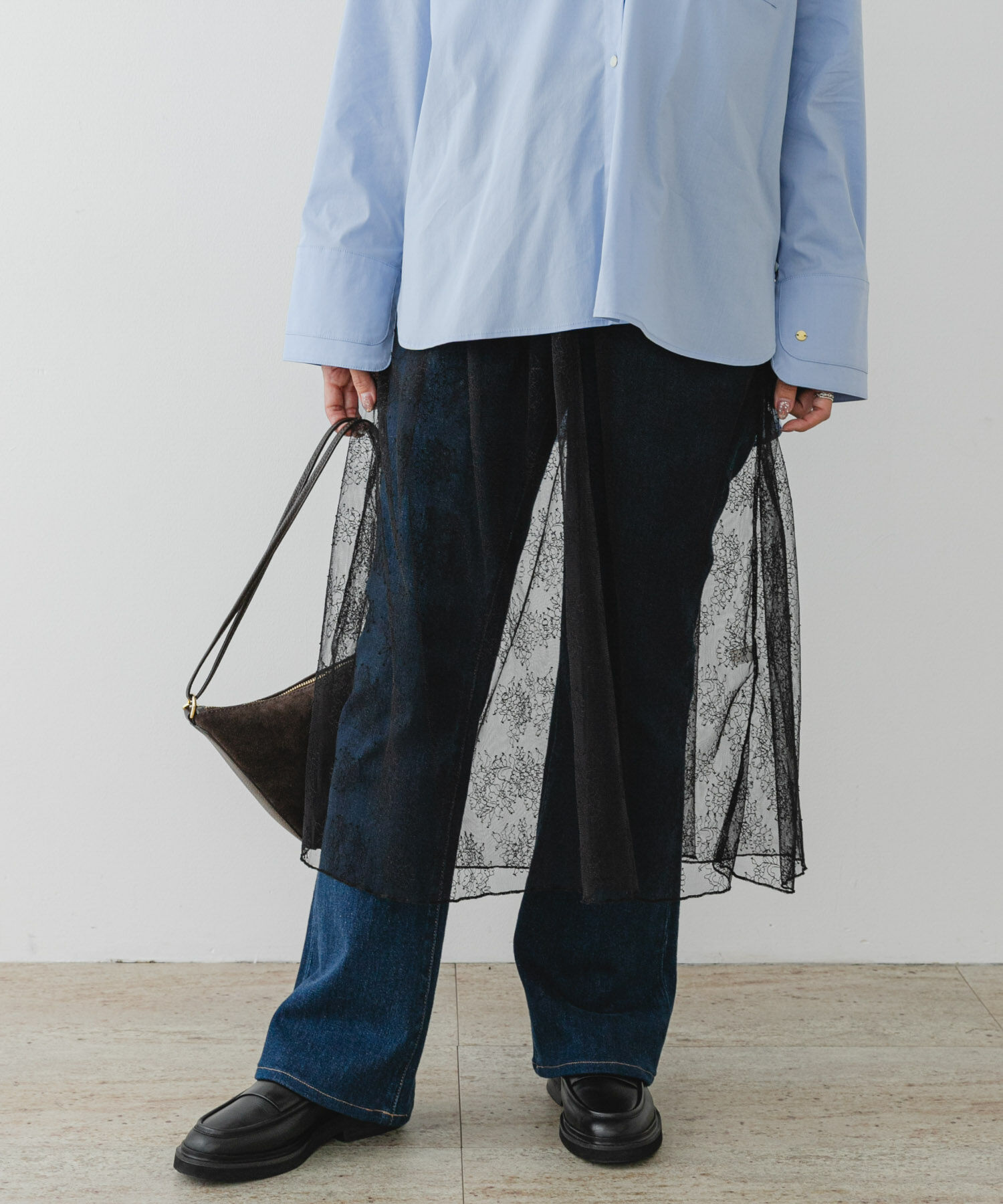 URBAN RESEARCH ROSSO「F by ROSSO　チュールレースレイヤードスカート」|スカート|