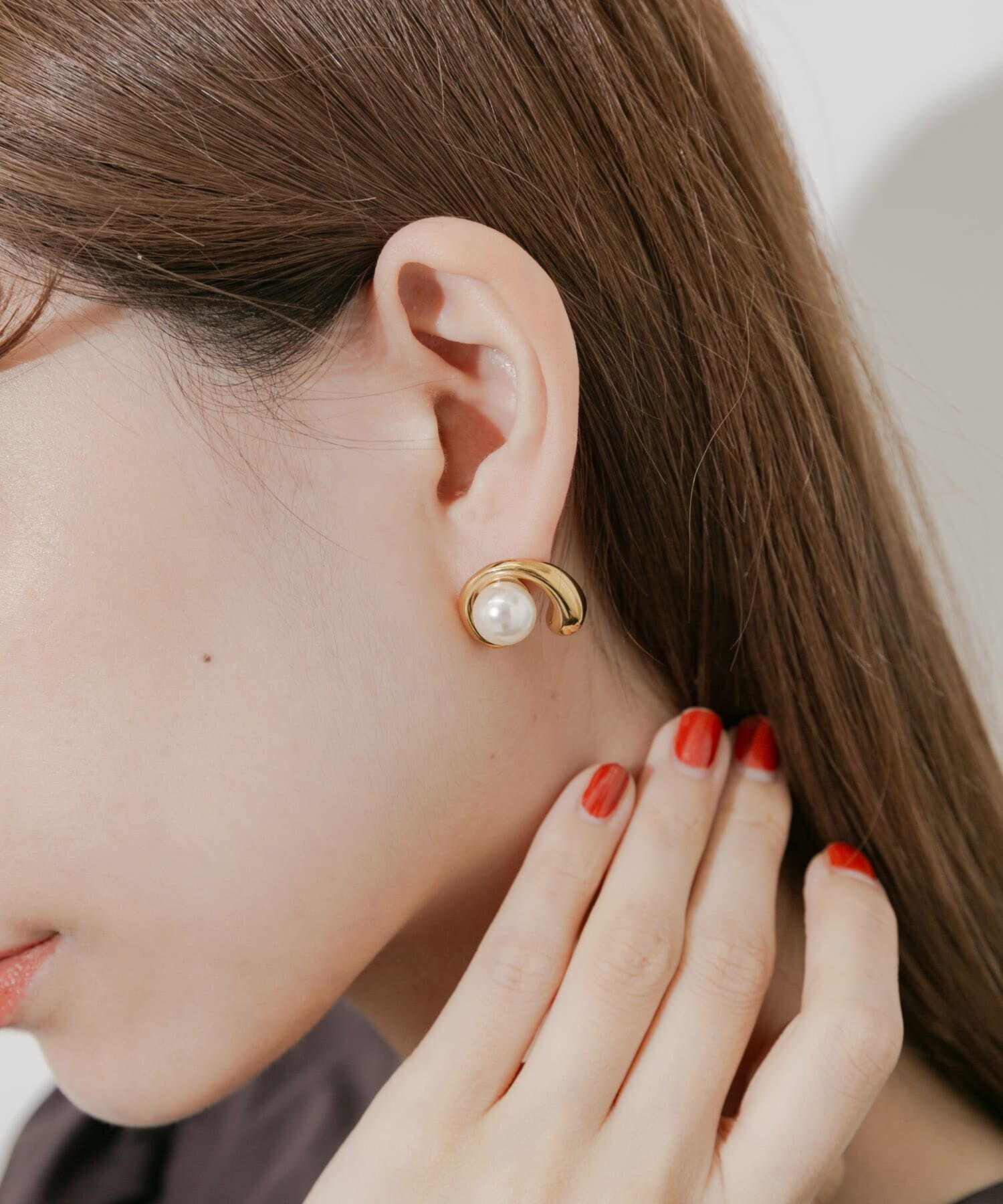 SMELLY「ステンレスオープンラウンドパールピアス」|ピアス|