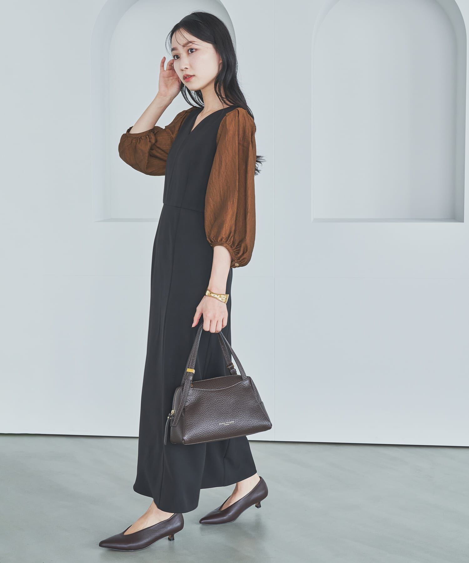 URBAN RESEARCH ROSSO「ドッキングスリーブVネックワンピース」|ワンピース|