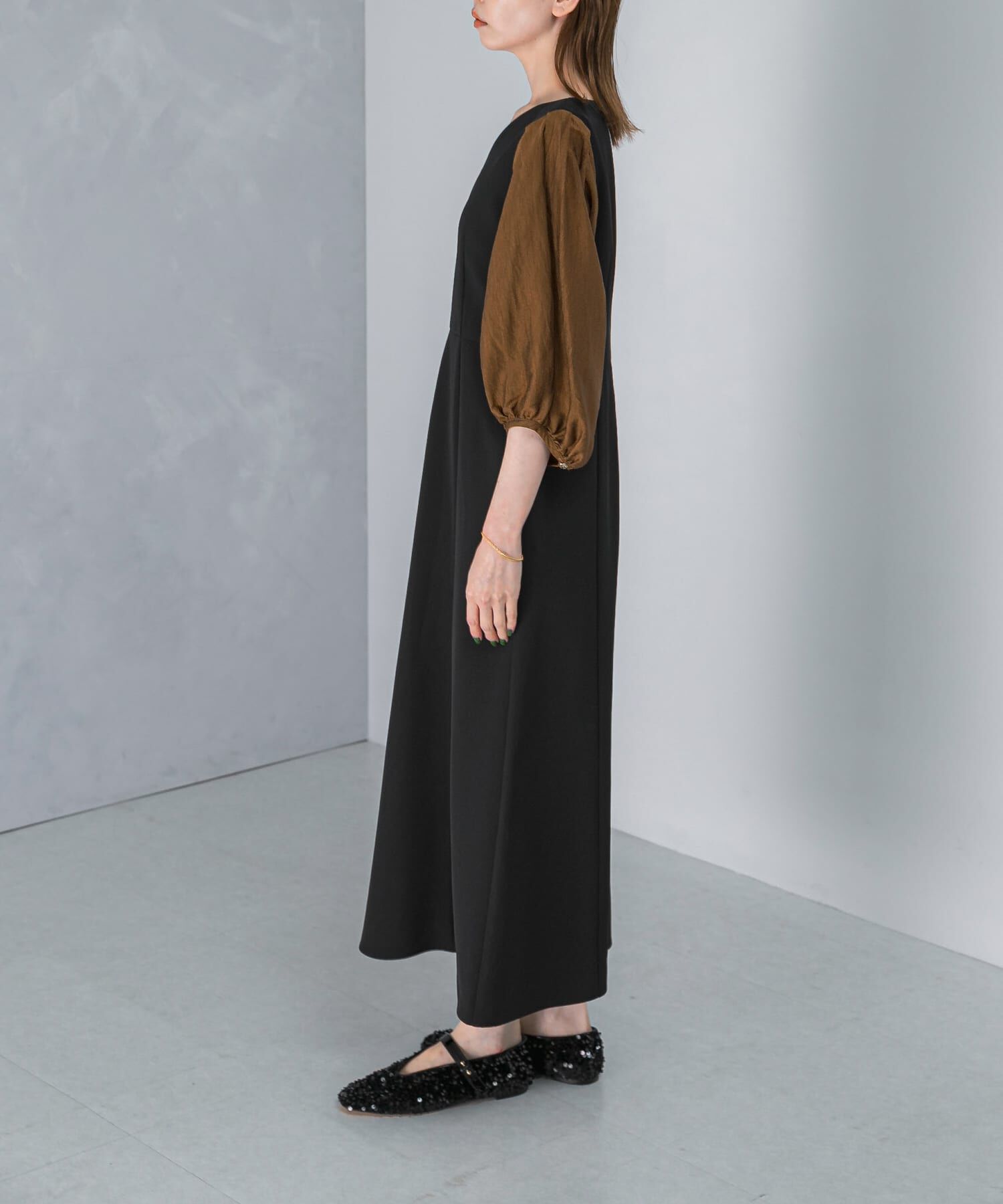 URBAN RESEARCH ROSSO「ドッキングスリーブVネックワンピース」|ワンピース|