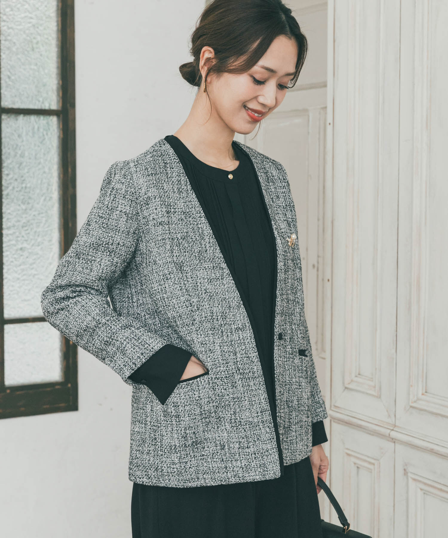 URBAN RESEARCH DOORS「ツィードVネックロングジャケット」|その他|