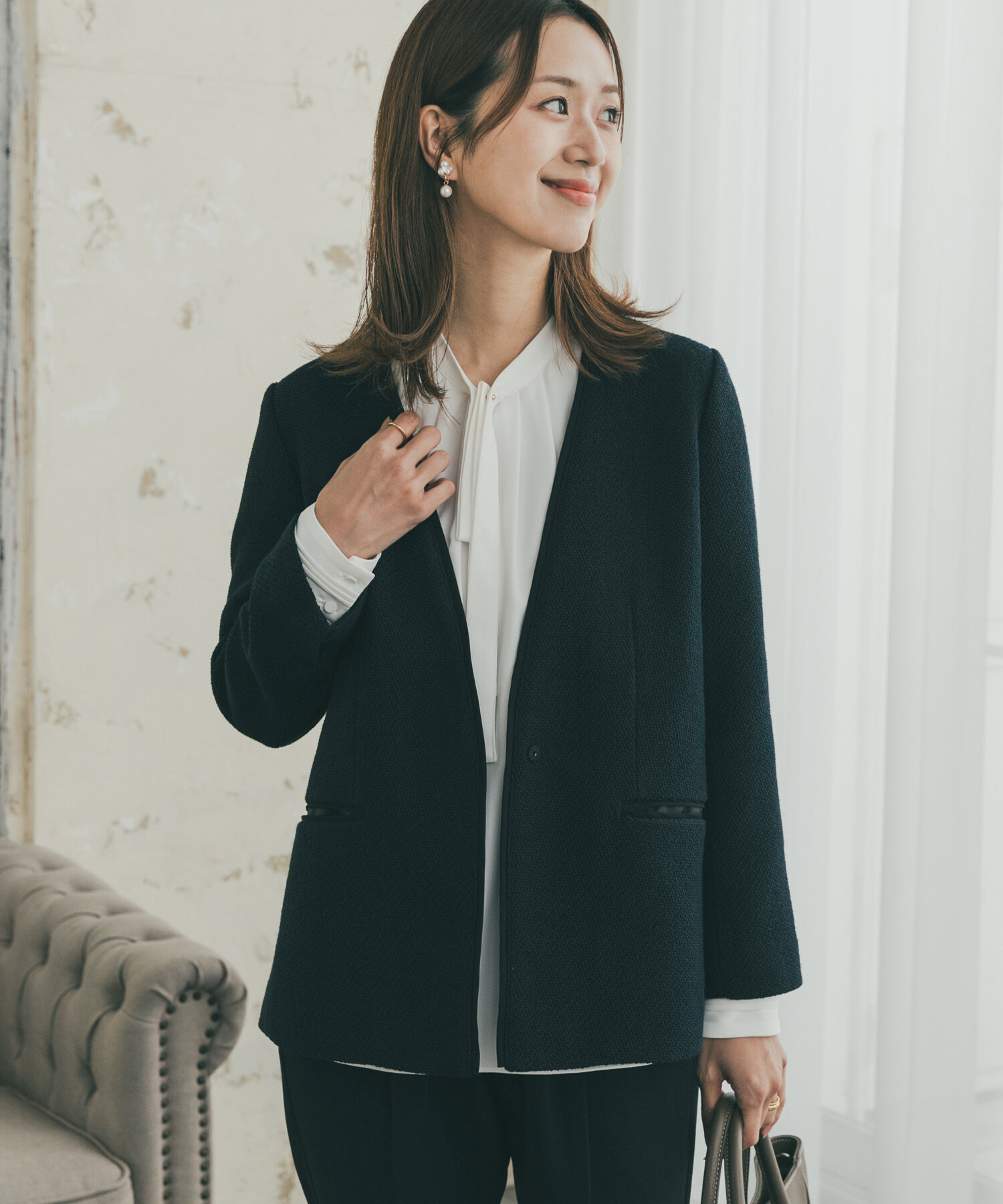 URBAN RESEARCH DOORS「ツィードVネックロングジャケット」|その他|