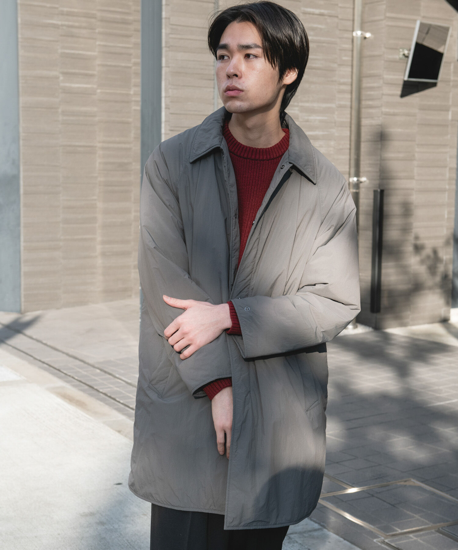 URBAN RESEARCH DOORS「ライトナイロン パデット バルマカンコート」|ノーカラーコート|