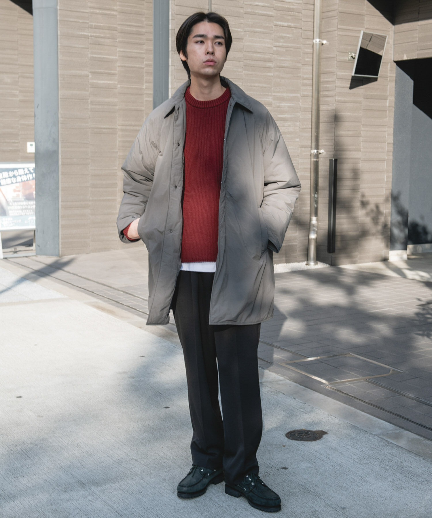 URBAN RESEARCH DOORS「ライトナイロン パデット バルマカンコート」|ノーカラーコート|