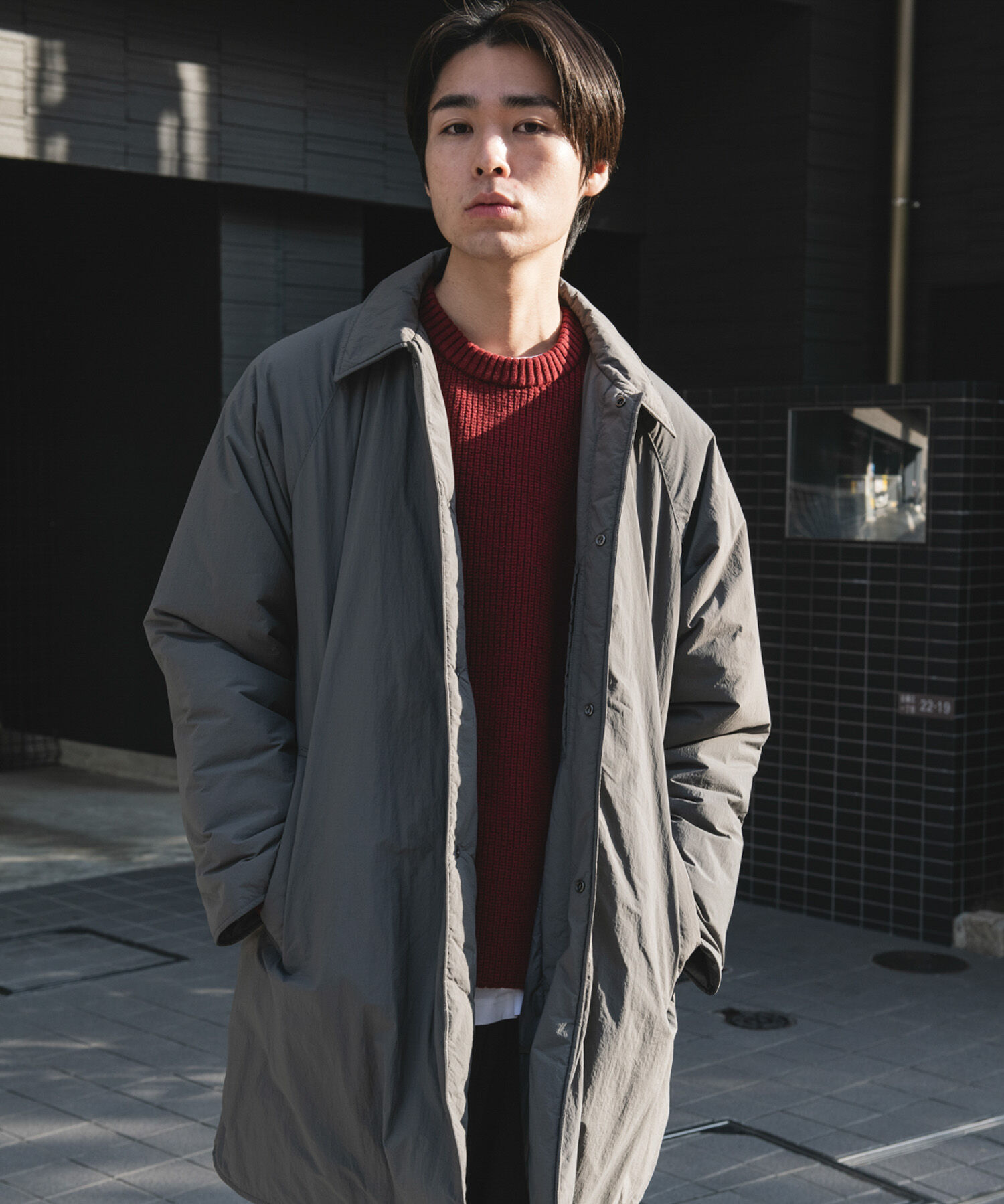 URBAN RESEARCH DOORS「ライトナイロン パデット バルマカンコート」|ノーカラーコート|