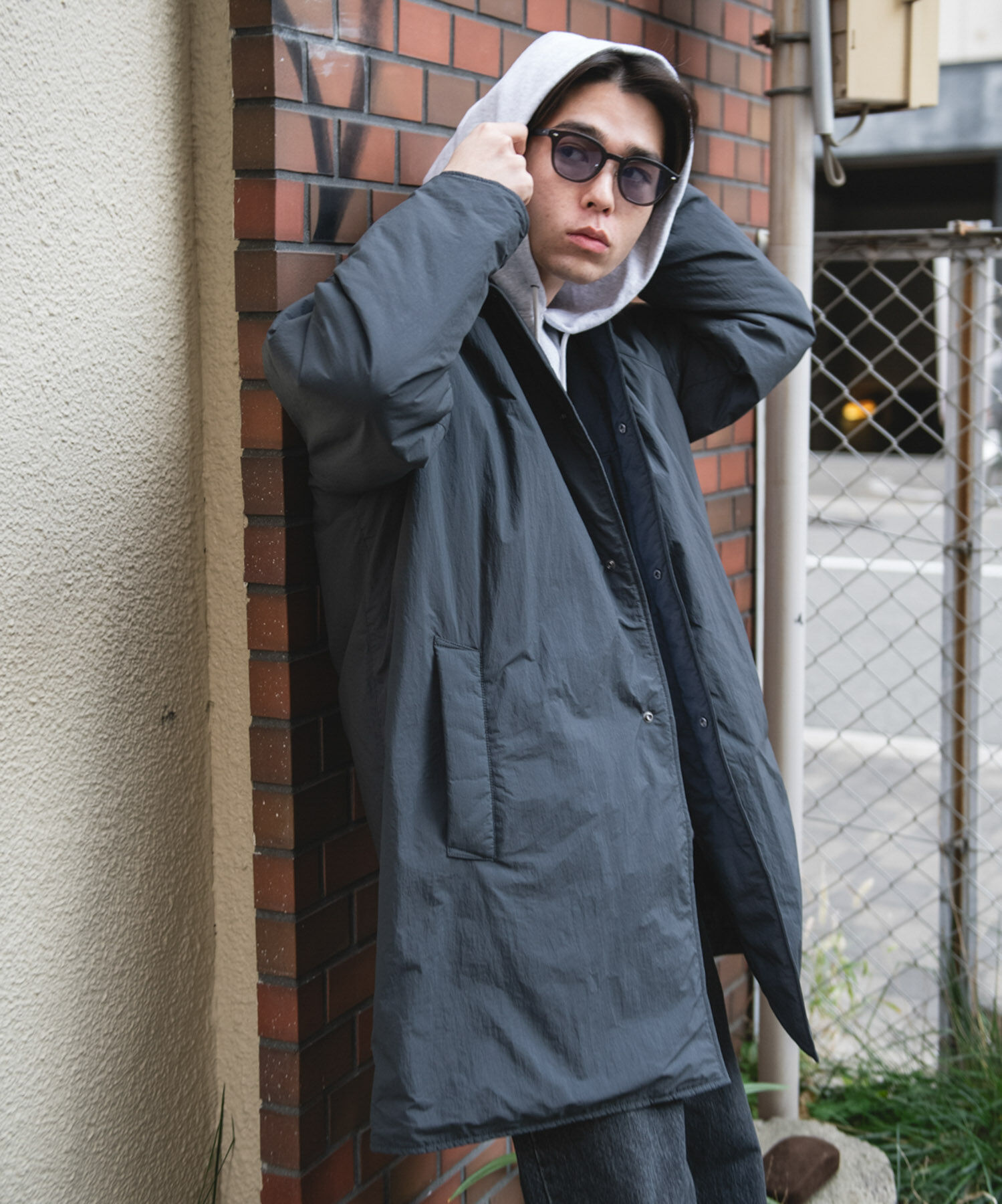 URBAN RESEARCH DOORS「ライトナイロン パデット バルマカンコート」|ノーカラーコート|