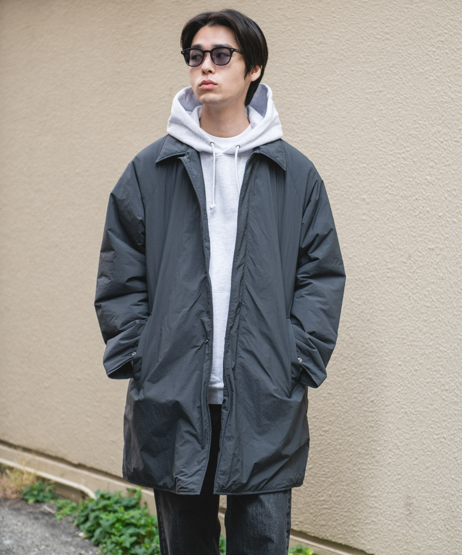 URBAN RESEARCH DOORS「ライトナイロン パデット バルマカンコート」|ノーカラーコート|